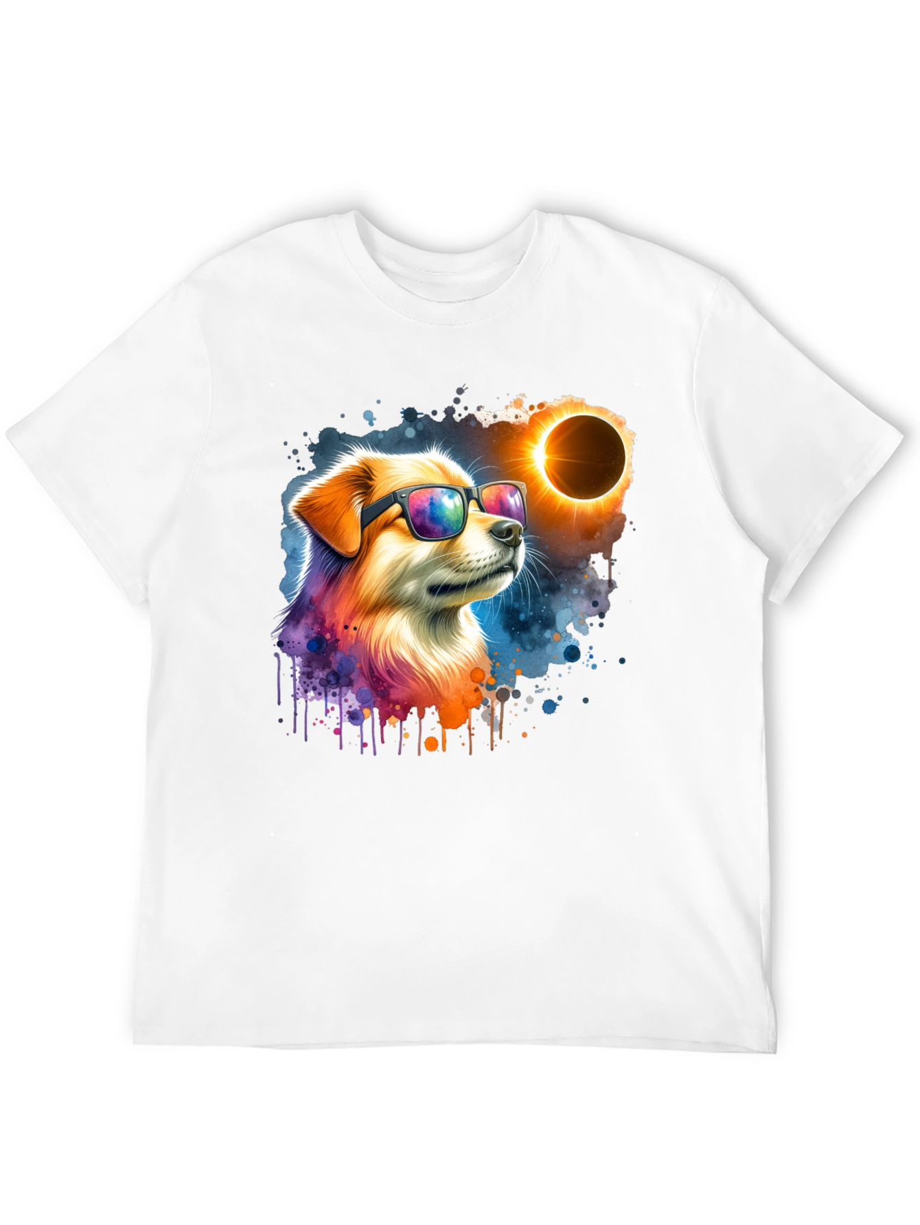 Black Cool Dog Eclipse T-Shirt - Unisex Graphic Tee view 12