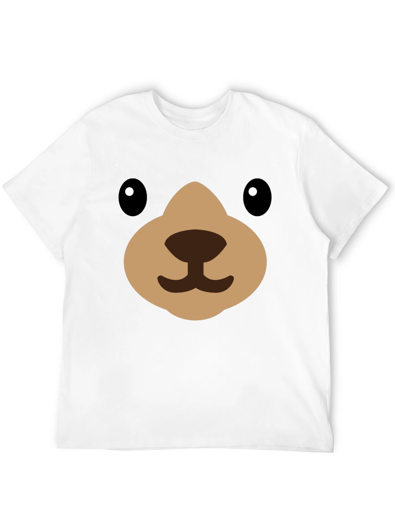 Black Cute Cartoon Bear Face Black T-Shirt view 12