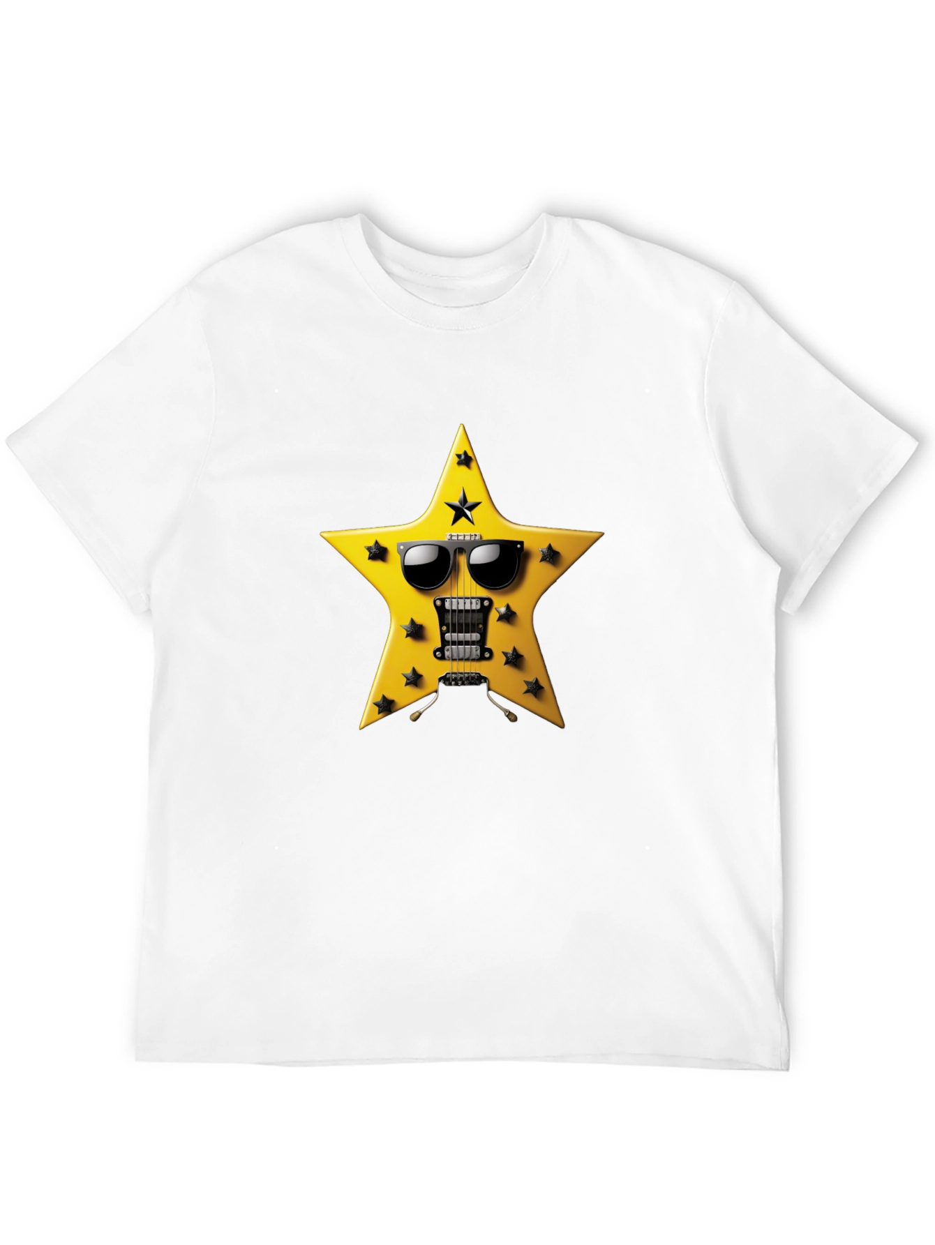 Black Rockstar Guitar Star T-Shirt - Cool Graphic Tee view 12