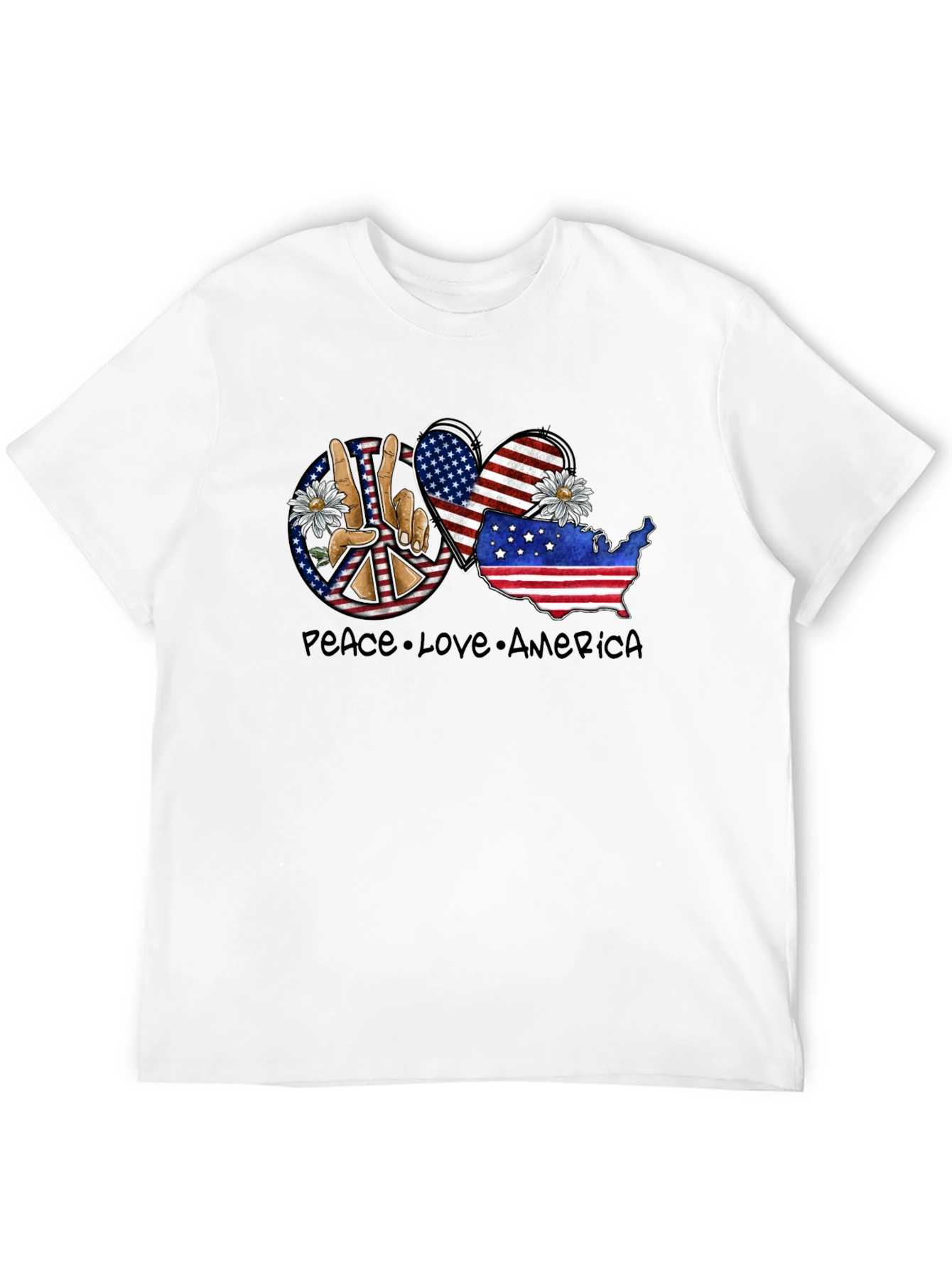 Black Peace Love America Graphic T-Shirt view 12