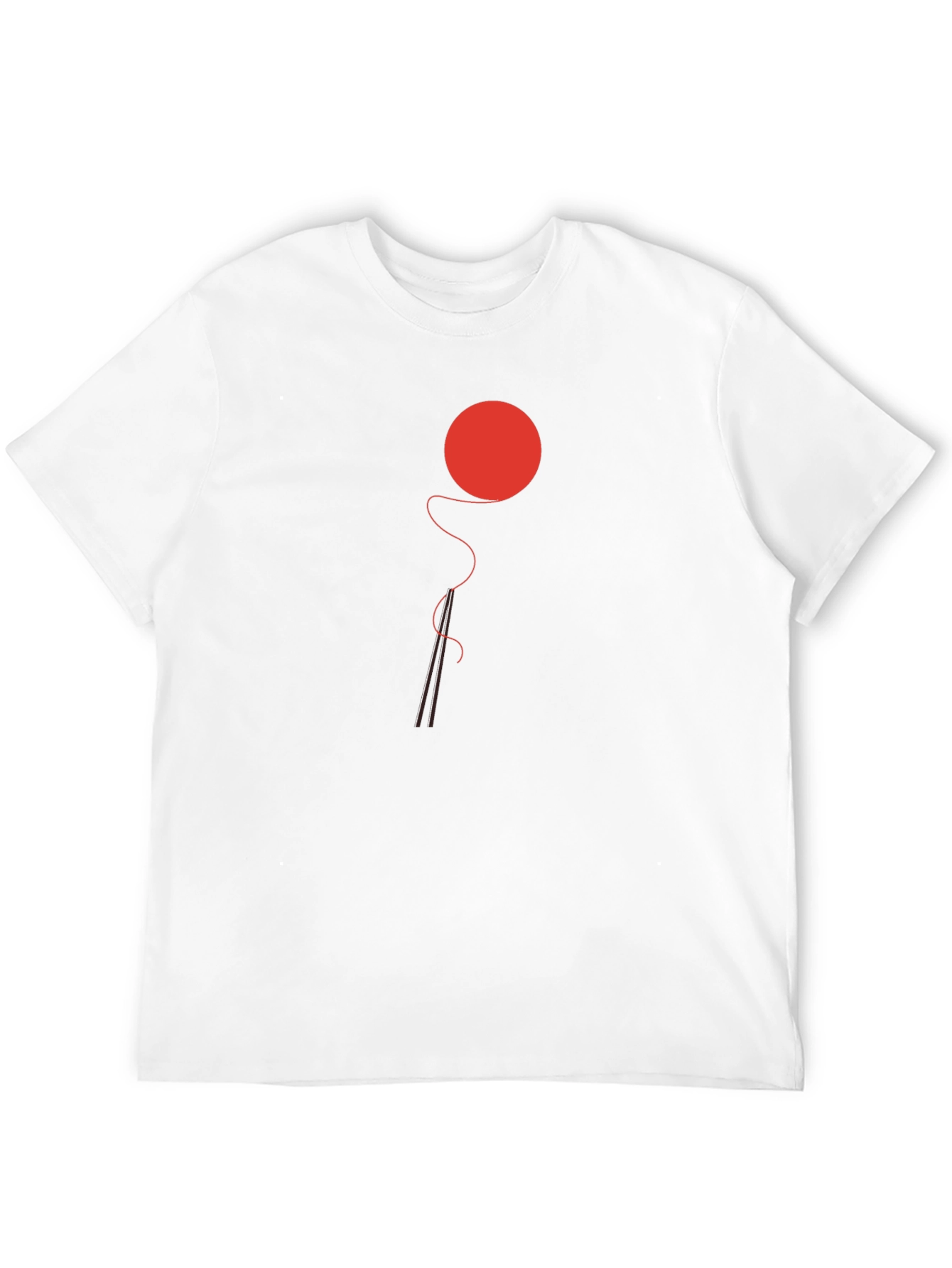 Black Minimalist Red Ball & Needle Black T-Shirt view 12