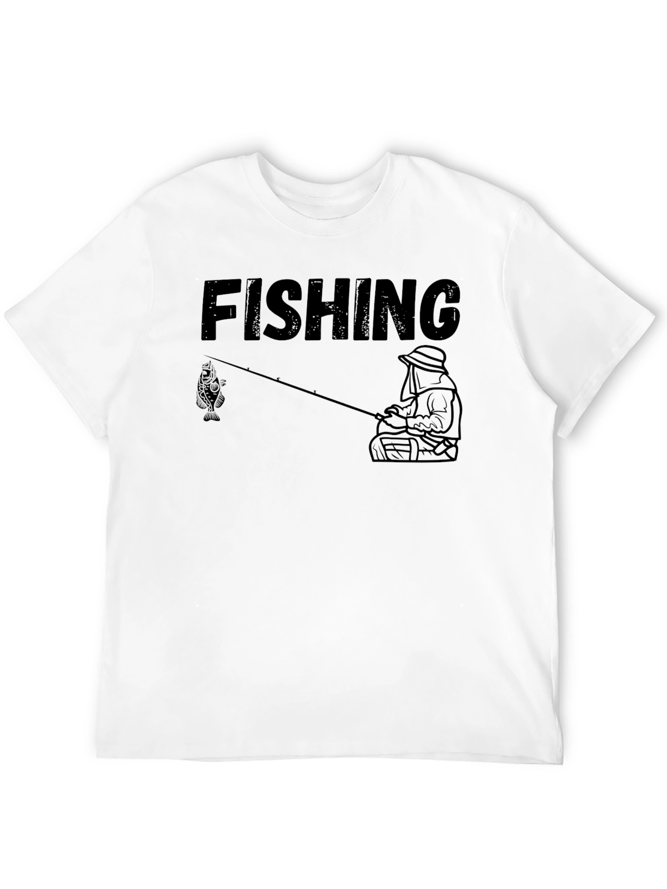 Fishing Graphic Tee - Black Cotton T-Shirt - 12