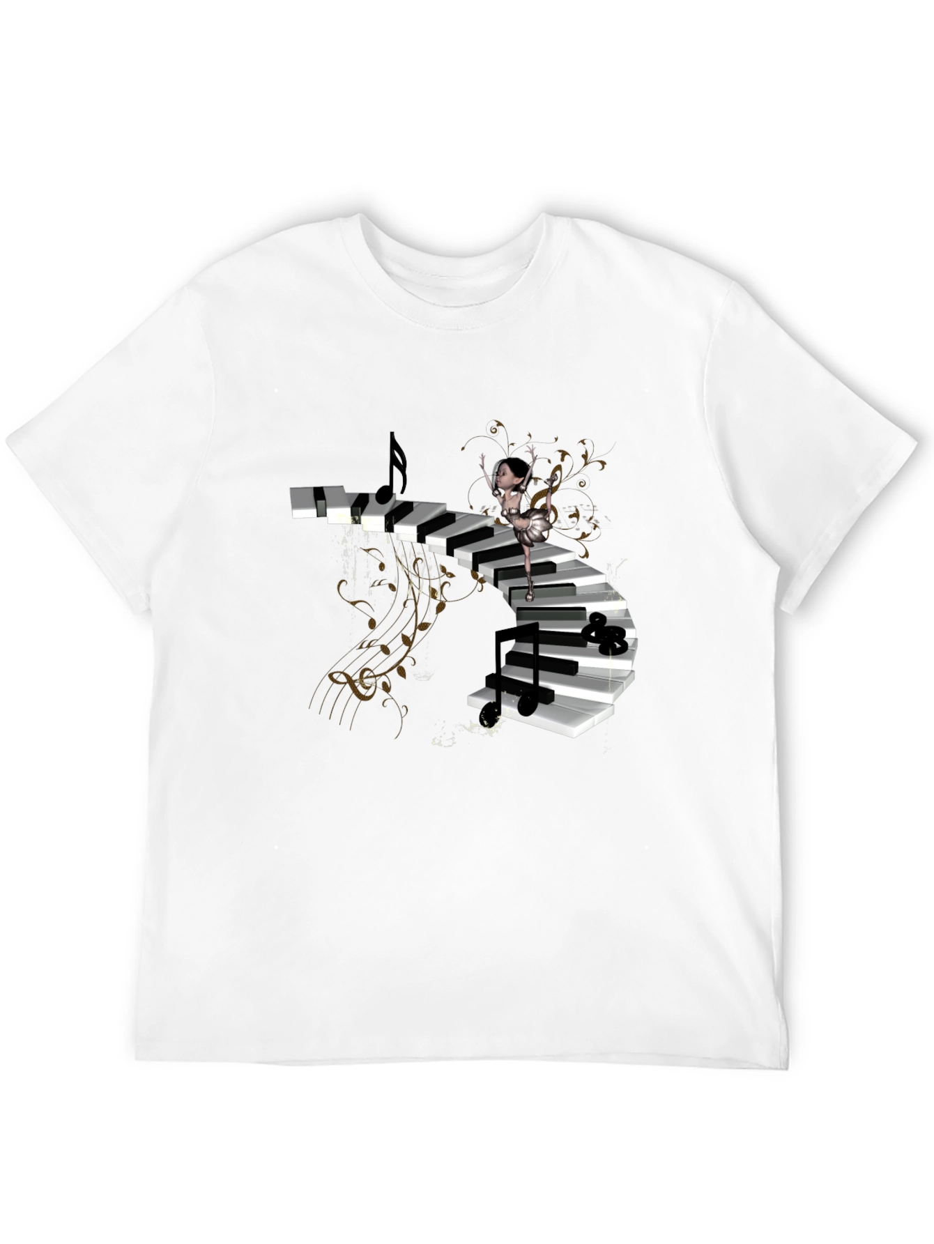 Black Piano Stairway Ballerina Black T-Shirt view 12