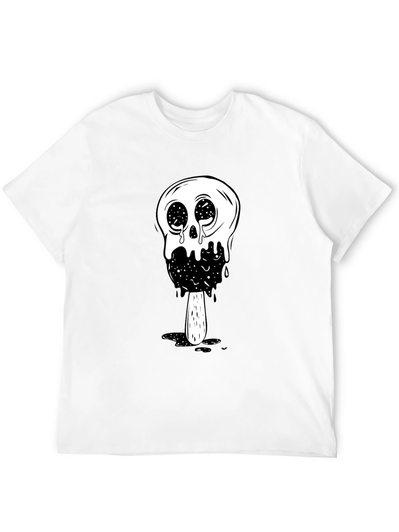 Black Cool Skull Ice Cream Graphic Tee - Black view 12