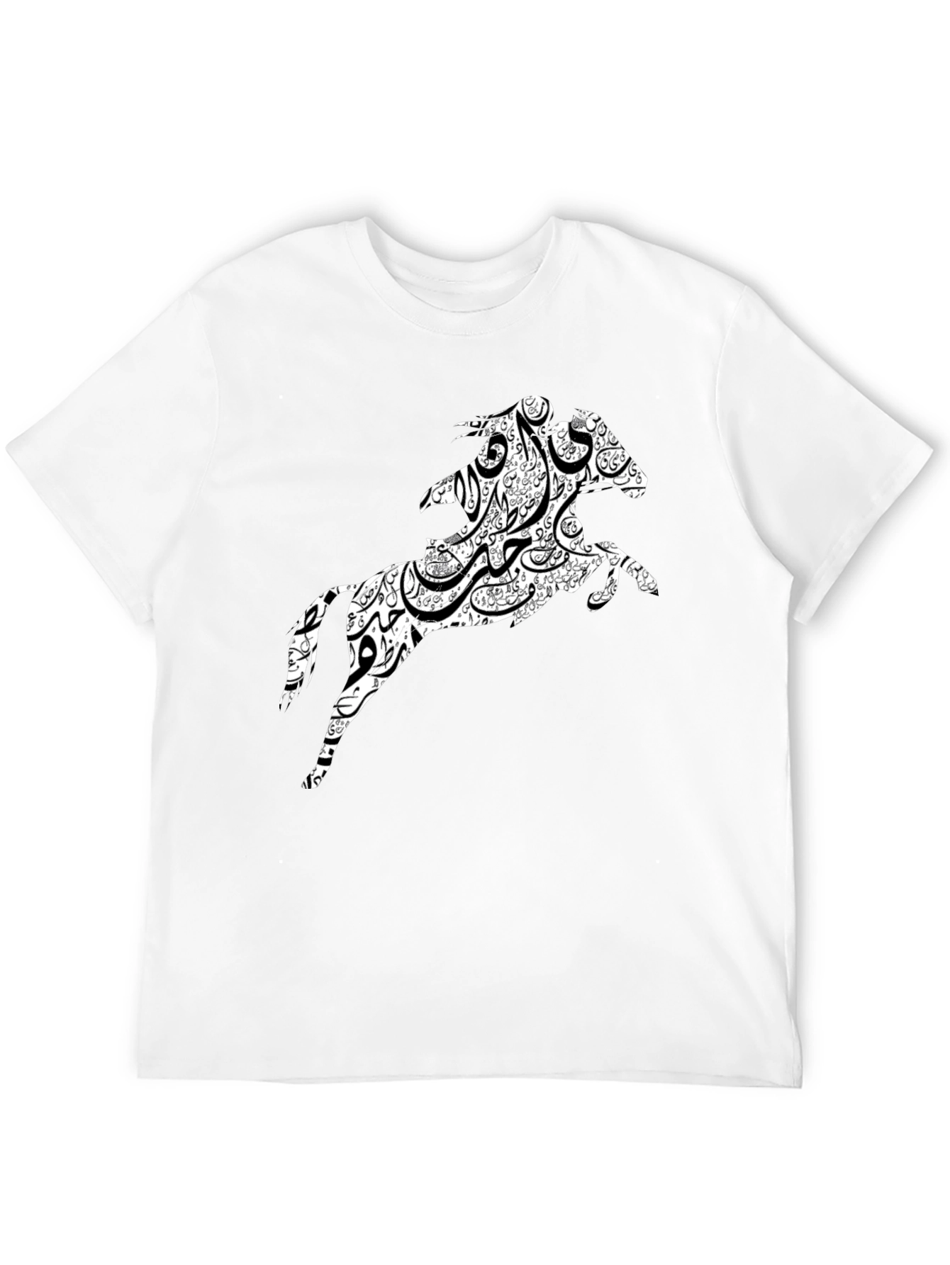 Black Arabic Horse Graphic T-Shirt - Black Cotton Tee view 12