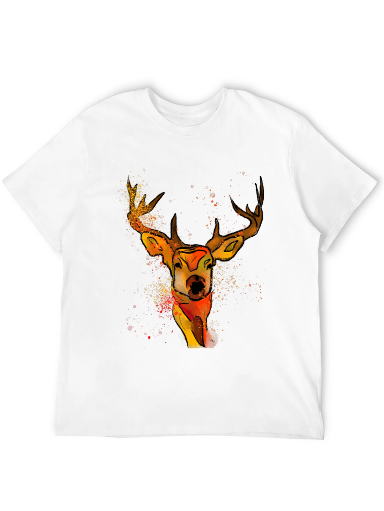 Black Watercolor Deer Graphic T-Shirt - Unique Animal Tee view 12