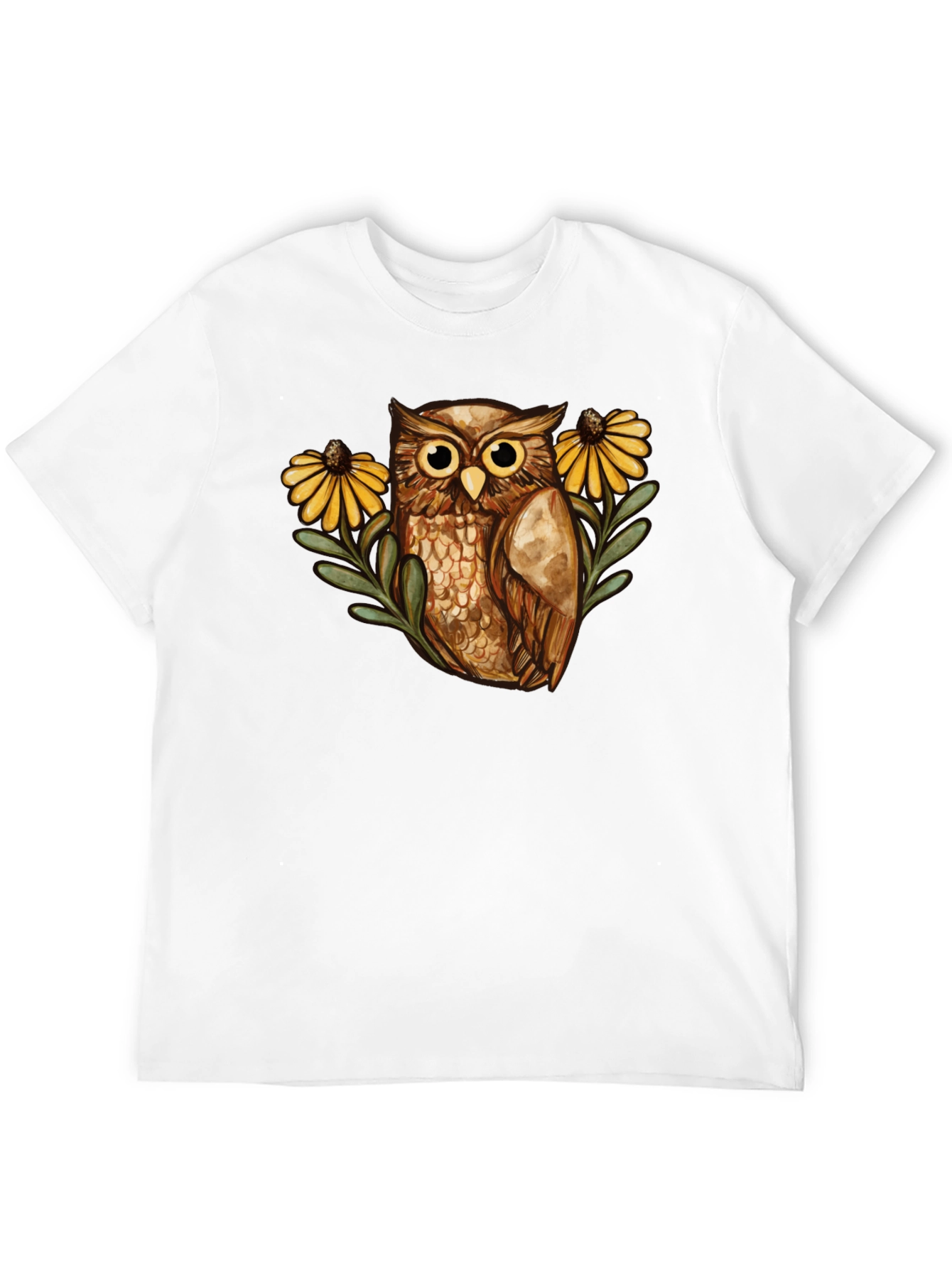 Black Owl and Sunflower Graphic Tee - Black view 12