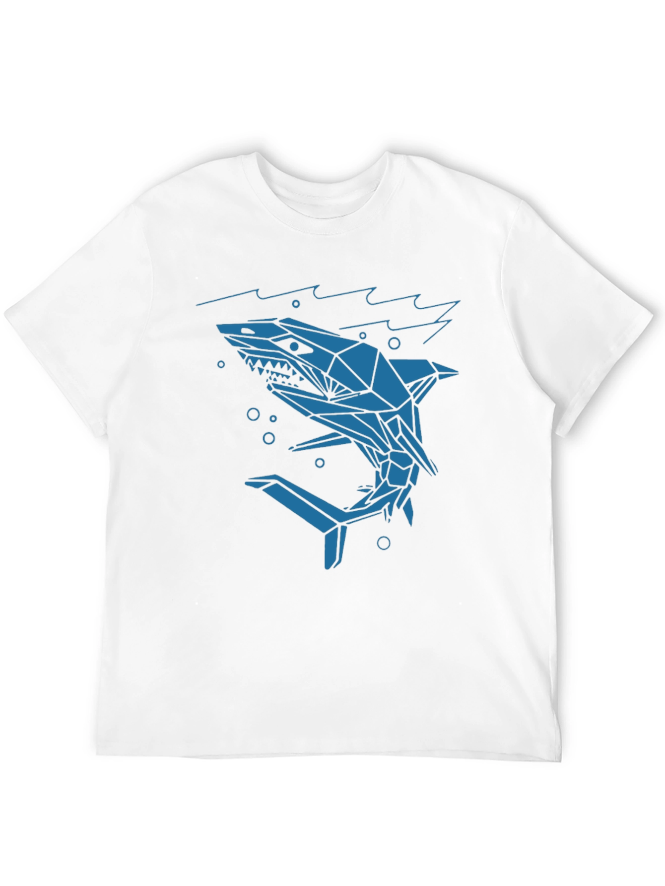 Black Geometric Shark Graphic Tee - Cool Modern Design view 12