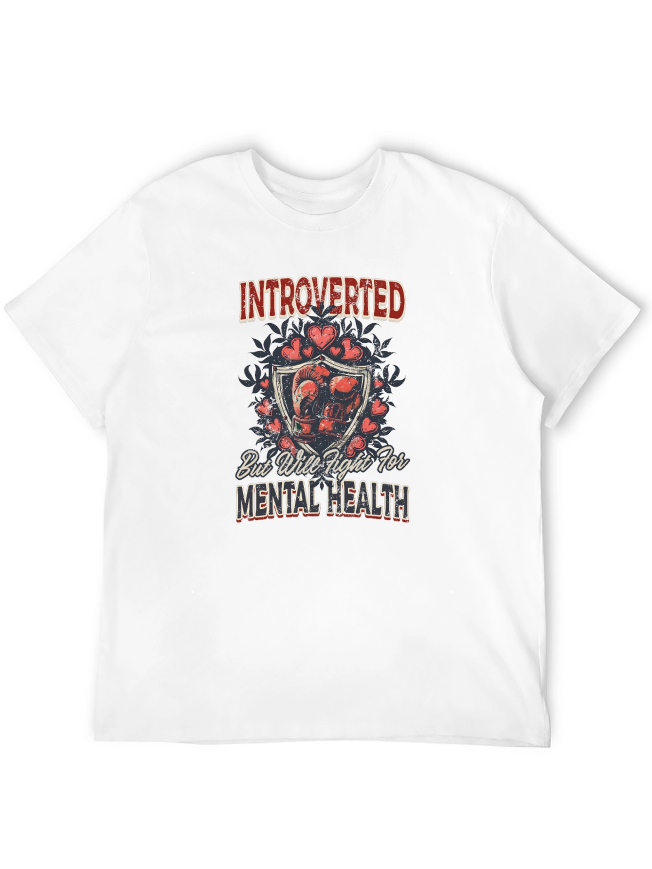 Black Introverted Mental Health Awareness Graphic T-Shirt view 12