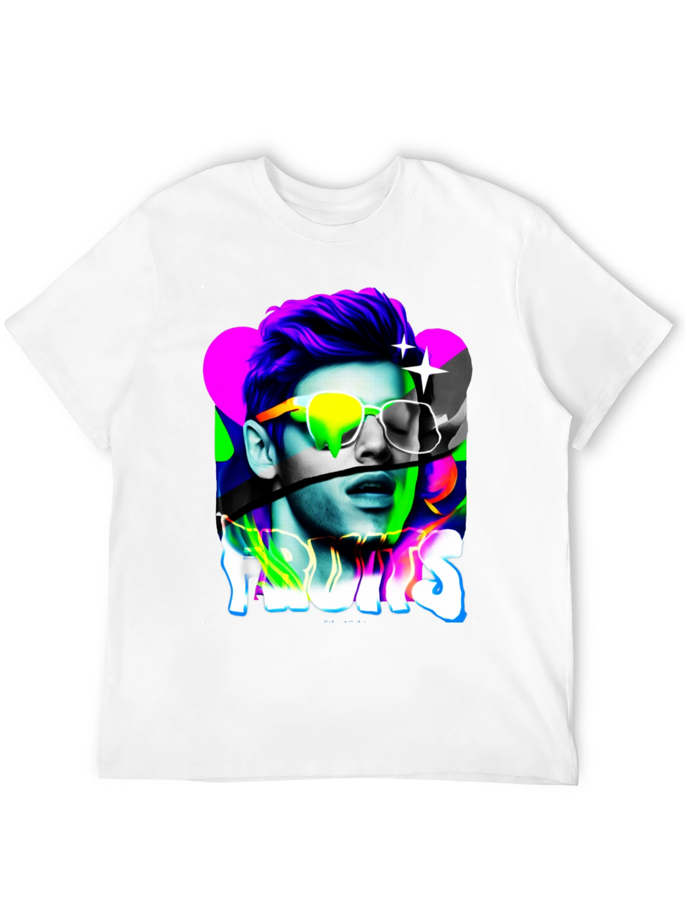 Black Vaporwave "Fruits" Graphic Print T-Shirt view 12