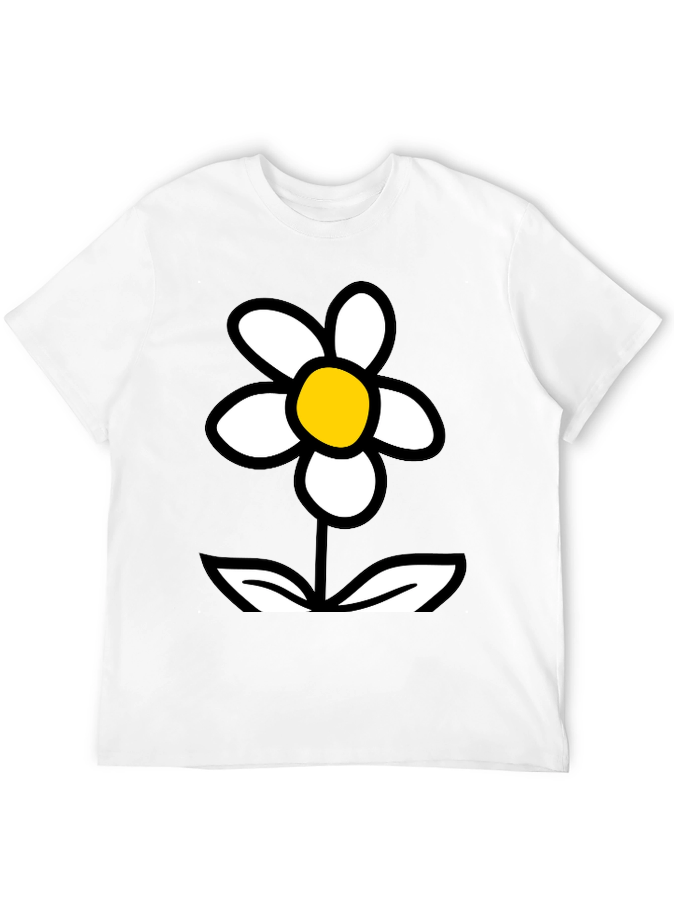 Black Daisy Flower Graphic Tee - Black Cotton T-Shirt view 12