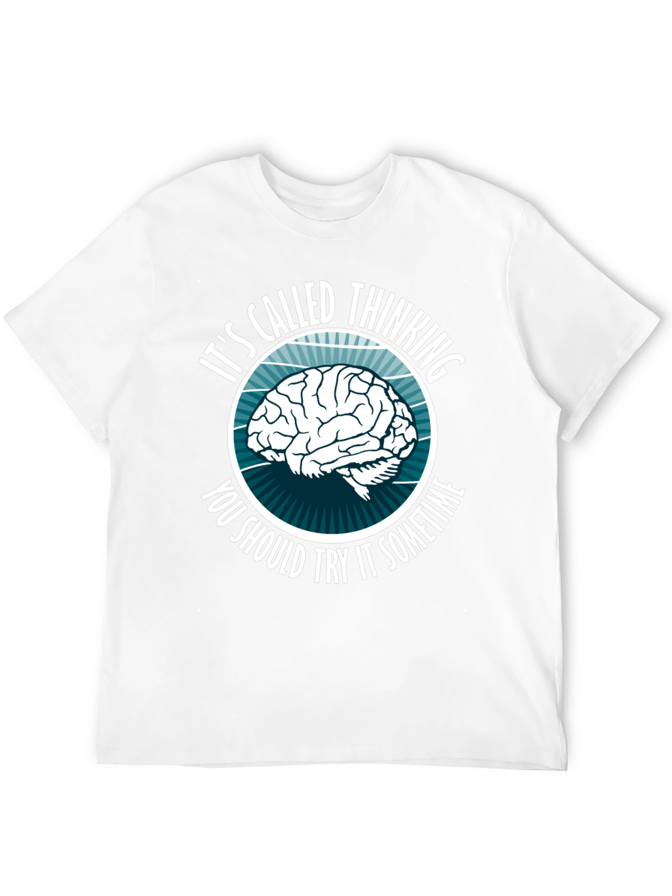 Black Thinking Brain Graphic T-Shirt - Novelty Slogan Tee view 12