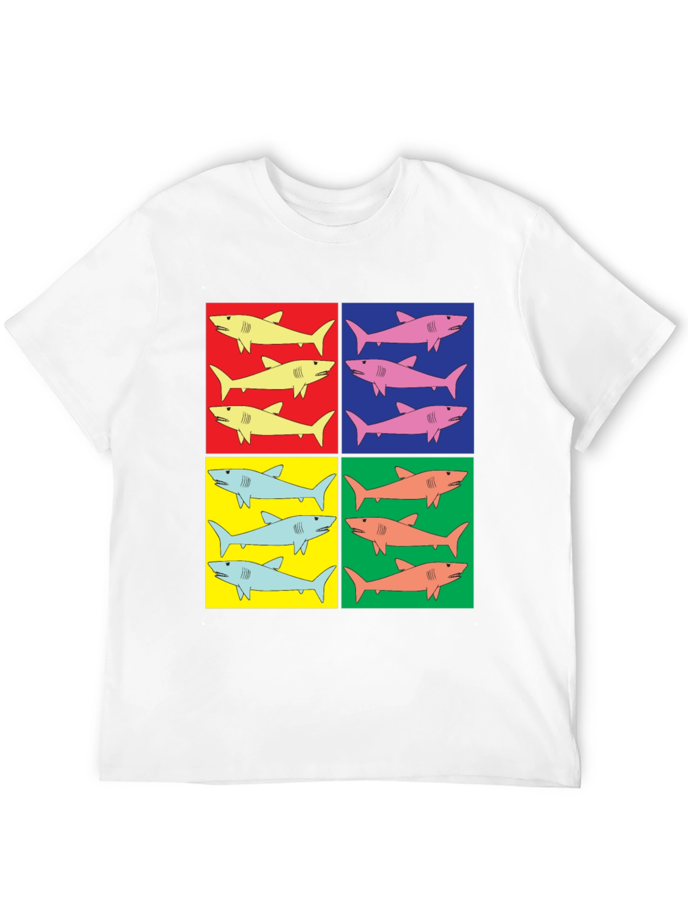 Black Shark Pop Art T-Shirt - Colorful Graphic Tee view 12