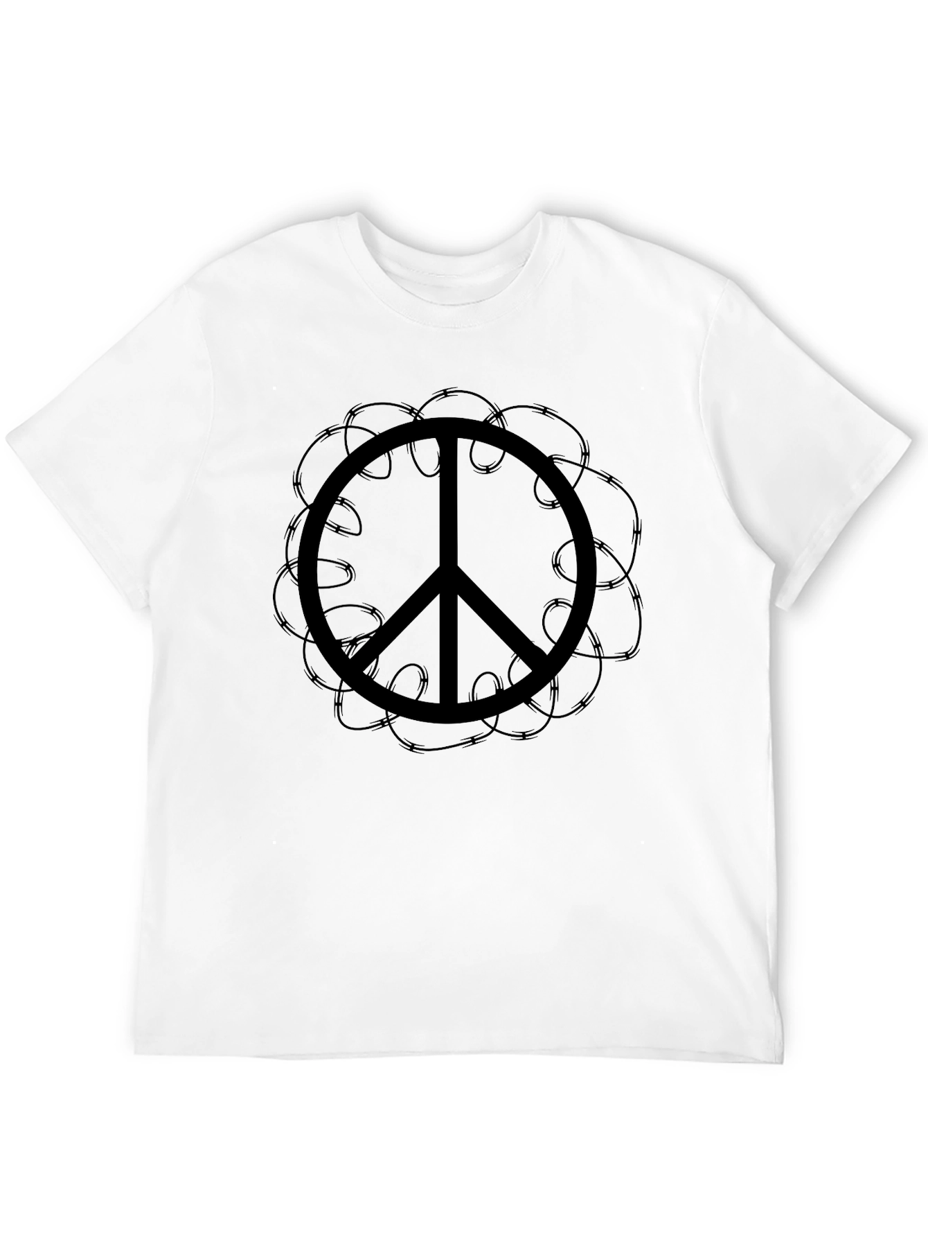 Black Peace Symbol Graphic Tee - Black Casual Shirt view 12
