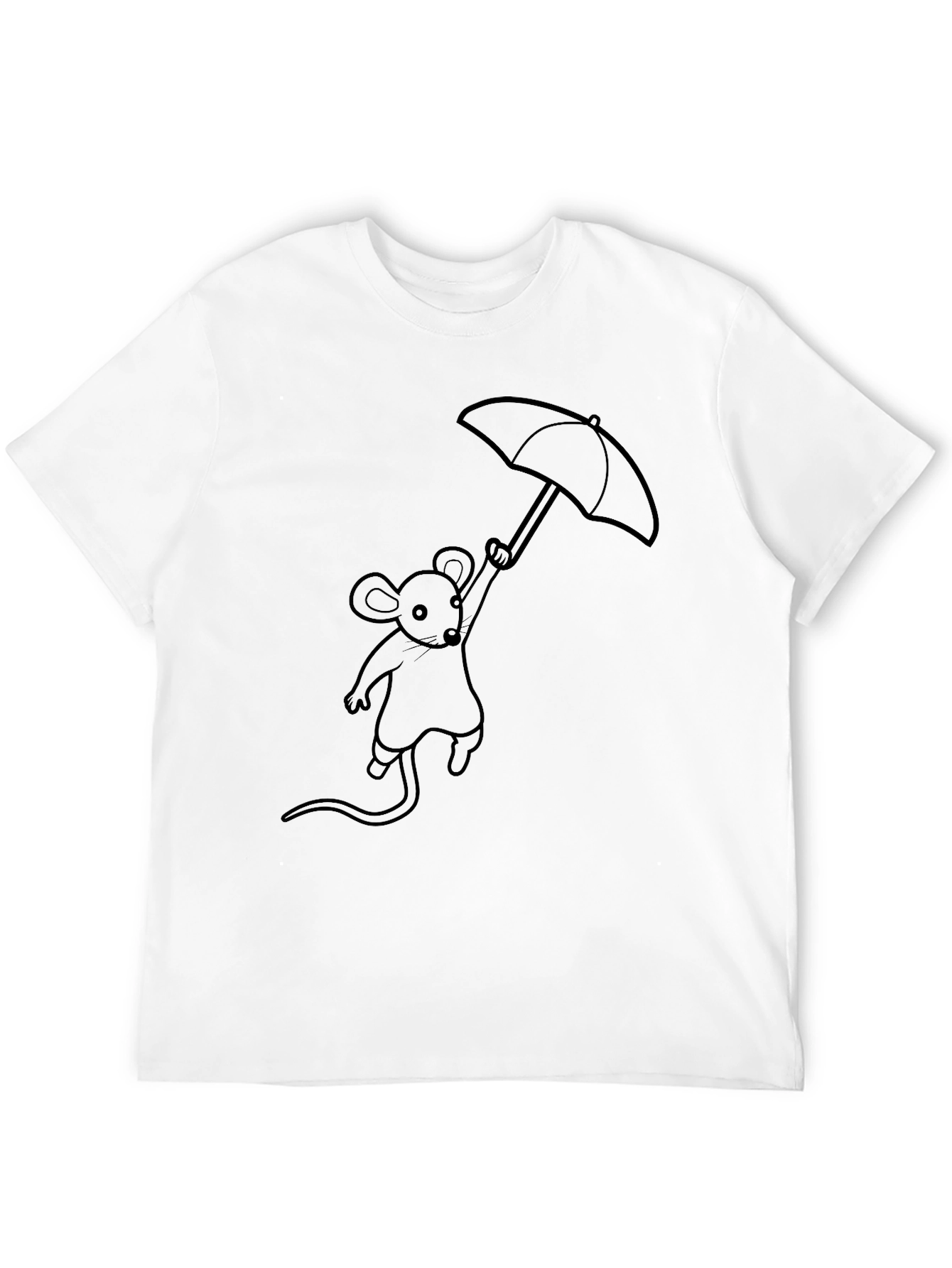 Black Mouse Umbrella Graphic Tee - Stylish Black T-Shirt view 12