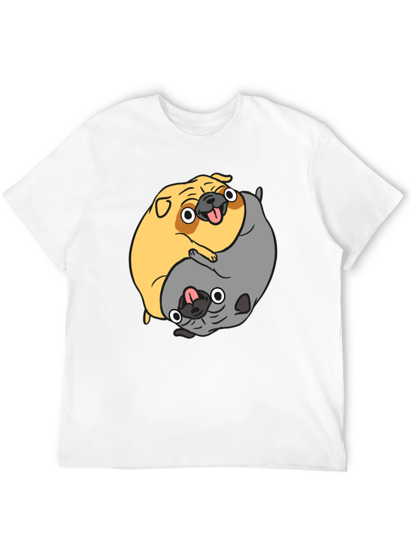 Black Yin Yang Pugs Graphic T-Shirt view 12