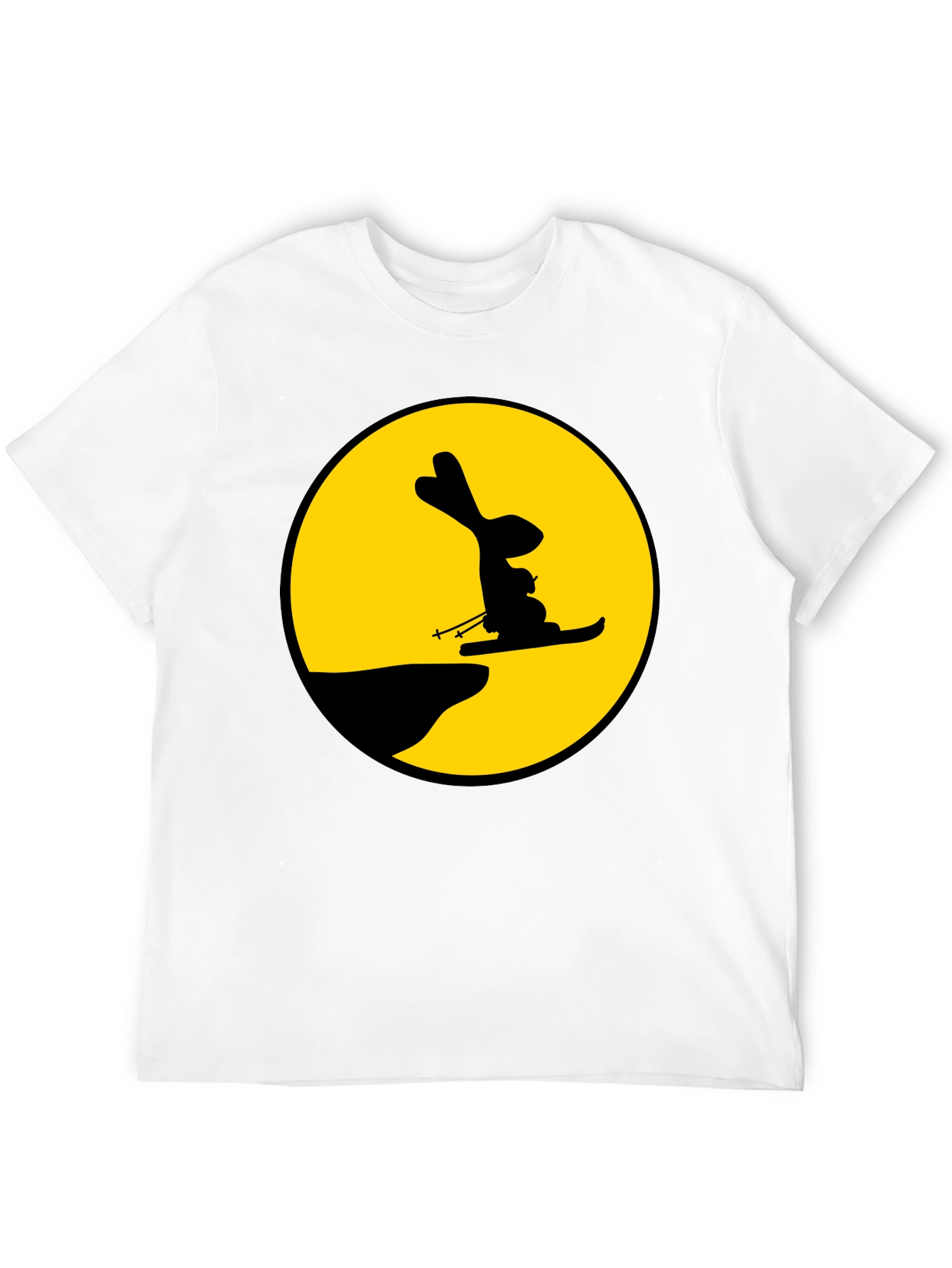 Black Skiing Rabbit Graphic Tee - Black view 12