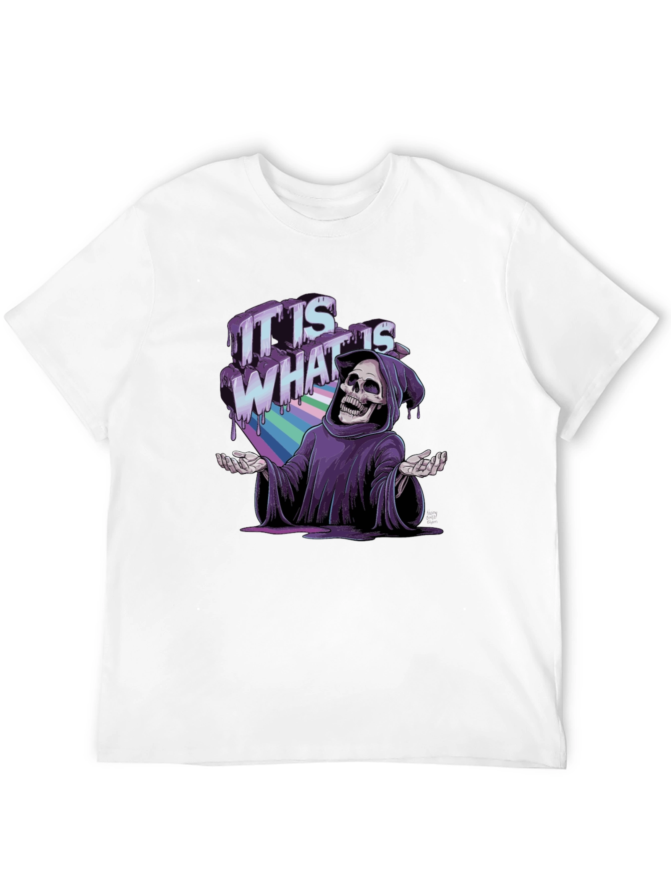 Black Grim Reaper Rainbow Drip T-Shirt - "It Is What It Is" view 12