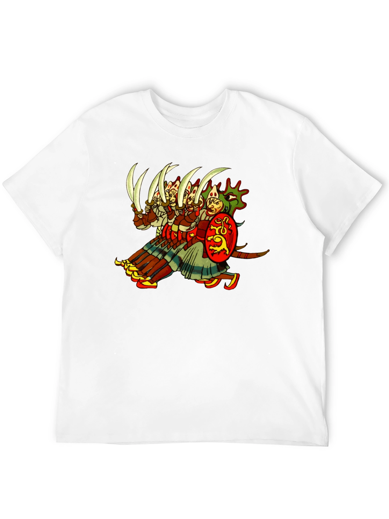 Black Medieval Warrior Graphic Tee - Black Cotton T-Shirt view 12