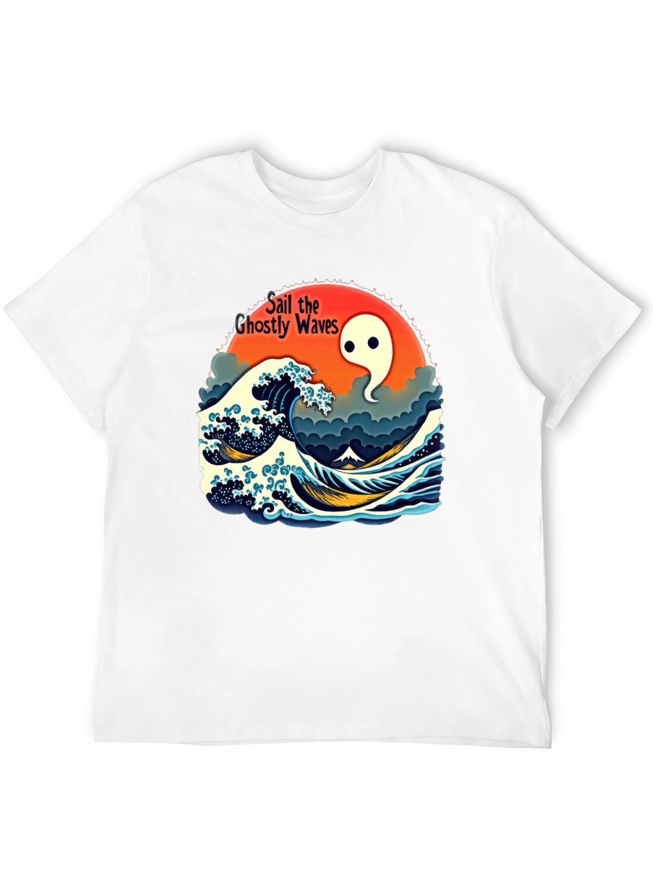 Black Ghostly Waves Graphic T-Shirt - Unisex view 12