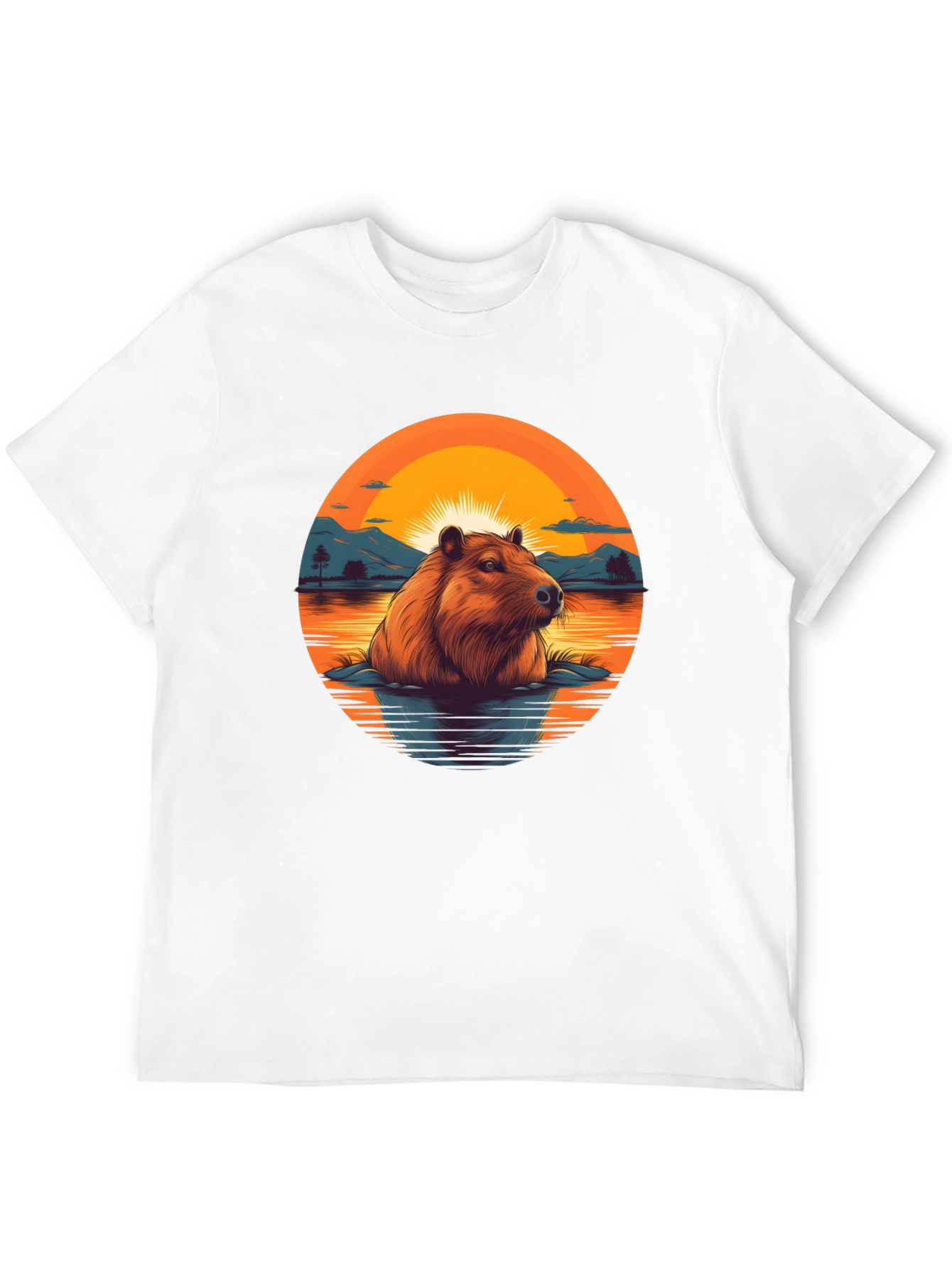 Black Capybara Sunset Graphic Tee - Unique Design view 12