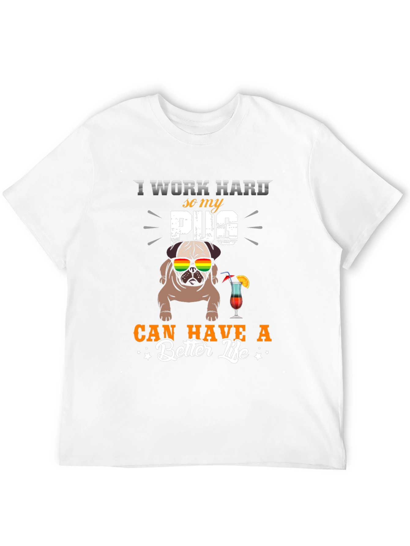 Black I Work Hard For My Pug T-Shirt view 12