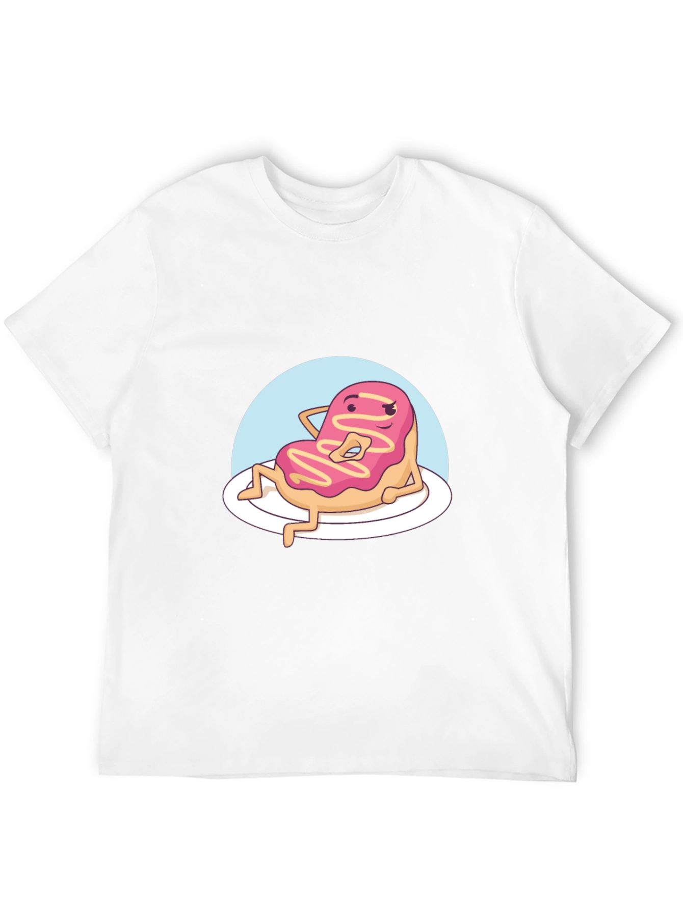 Black Funny Donut Cartoon T-Shirt - Black view 12