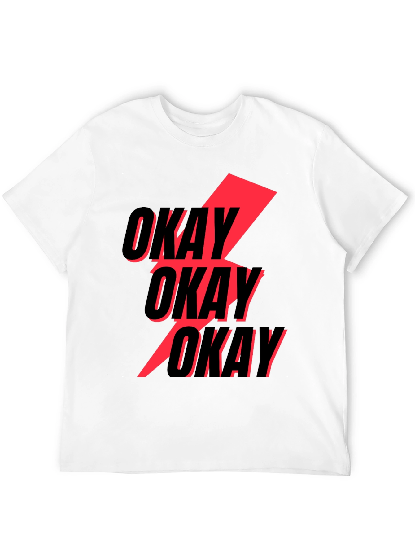 Black Okay Graphic T-Shirt - Bold Red Lightning Bolt Design view 12