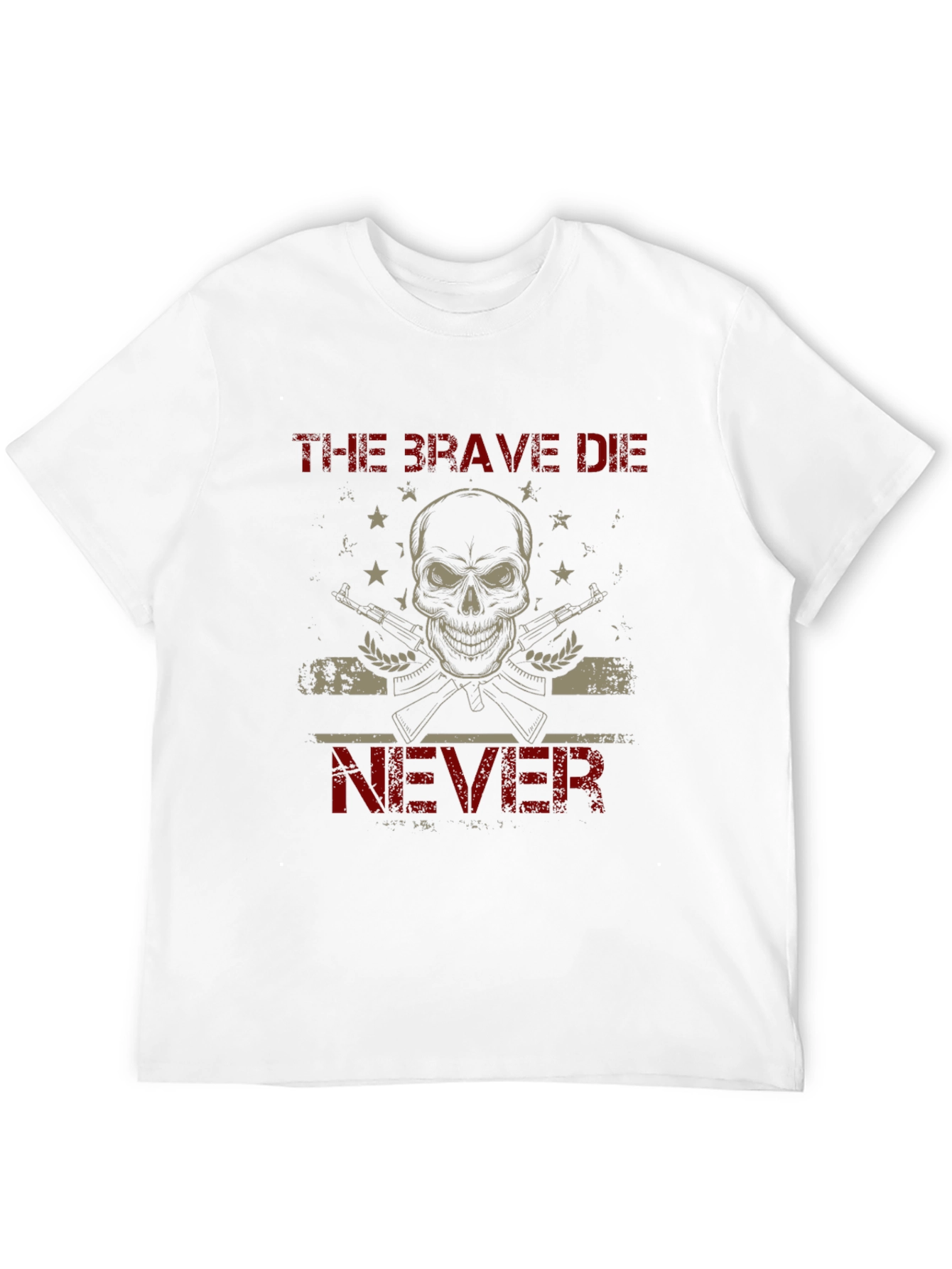 Black The Brave Die Never Skull Graphic T-Shirt view 12