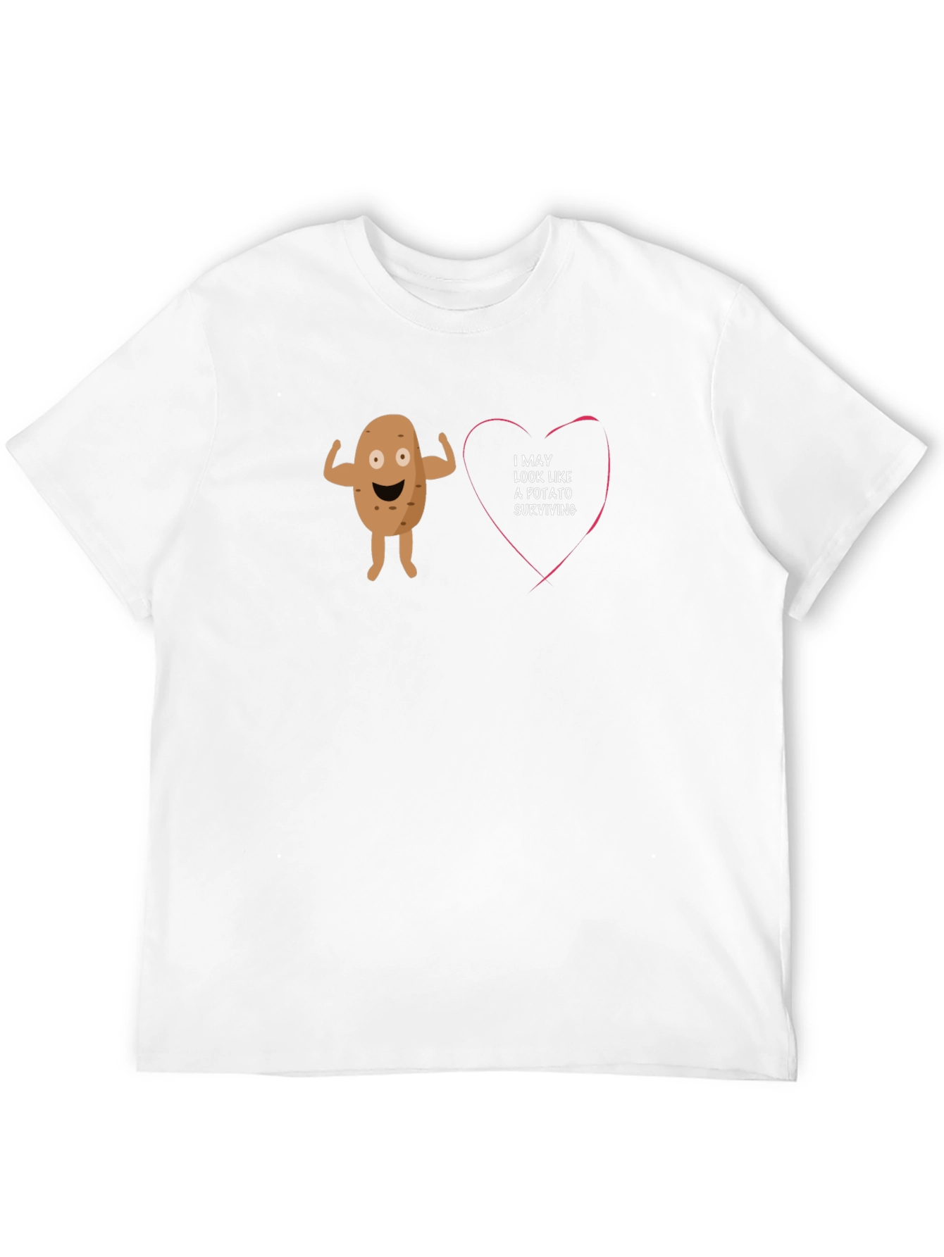 Black Funny Potato Surviving Heart T-Shirt - Novelty Graphic Tee view 12