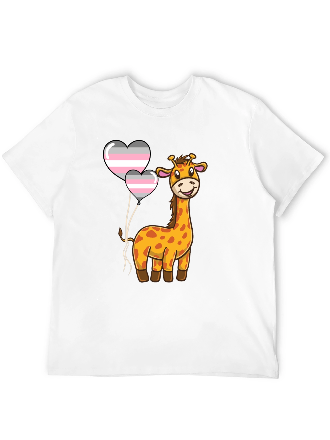 Black Giraffe with Demigender Pride Balloons T-Shirt view 12