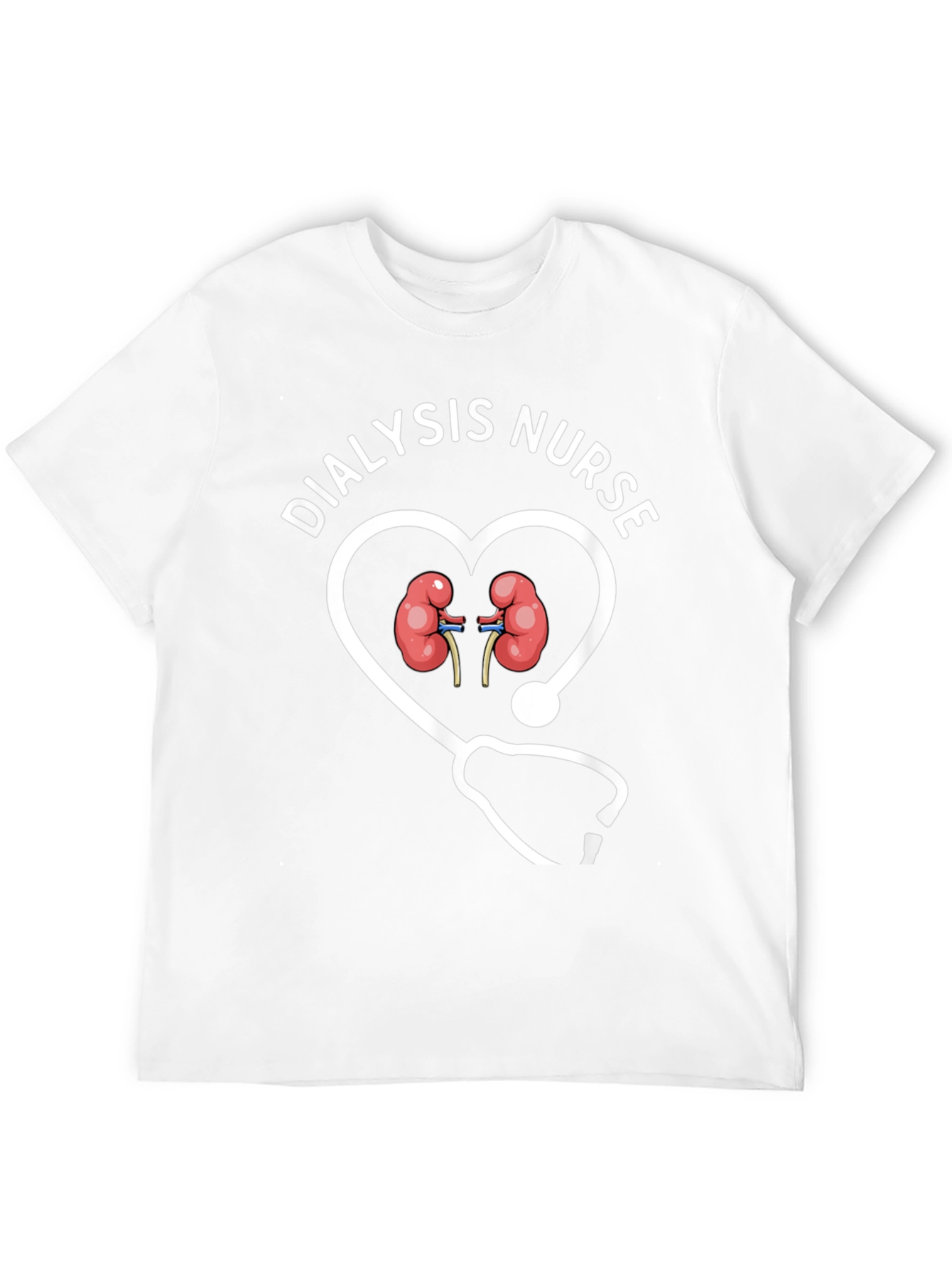 Black Dialysis Nurse Heart Stethoscope Graphic T-Shirt view 12