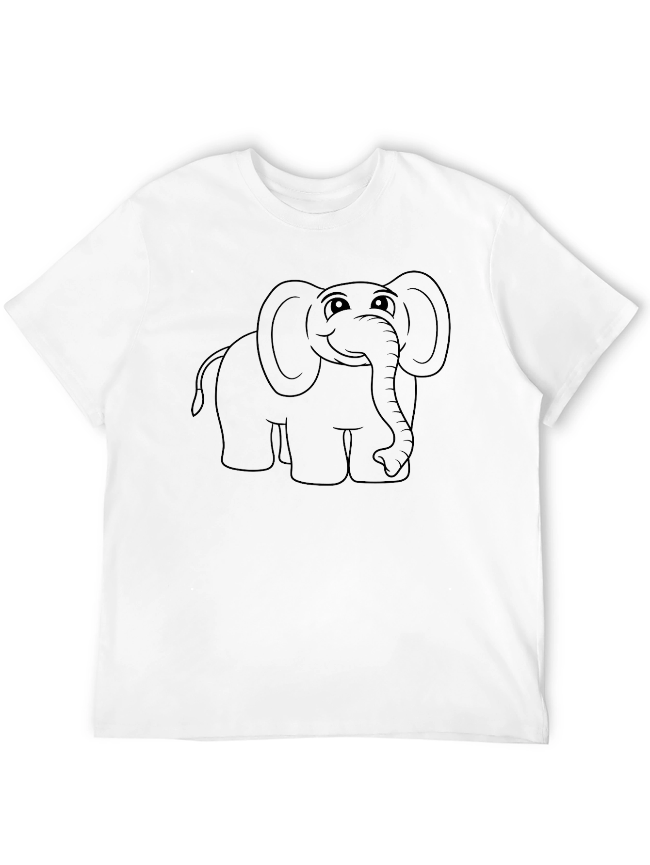 Black Cute Elephant Outline Black T-Shirt view 12