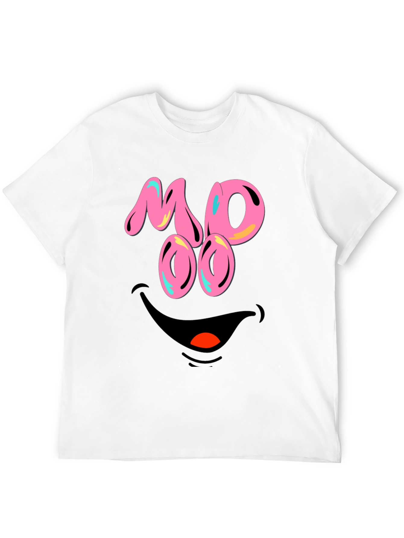 Black Funny MOOO Face Graphic T-Shirt view 12