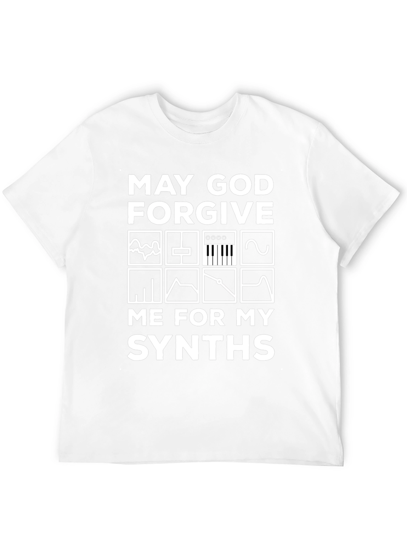 Black May God Forgive Me for My Synths T-Shirt view 12