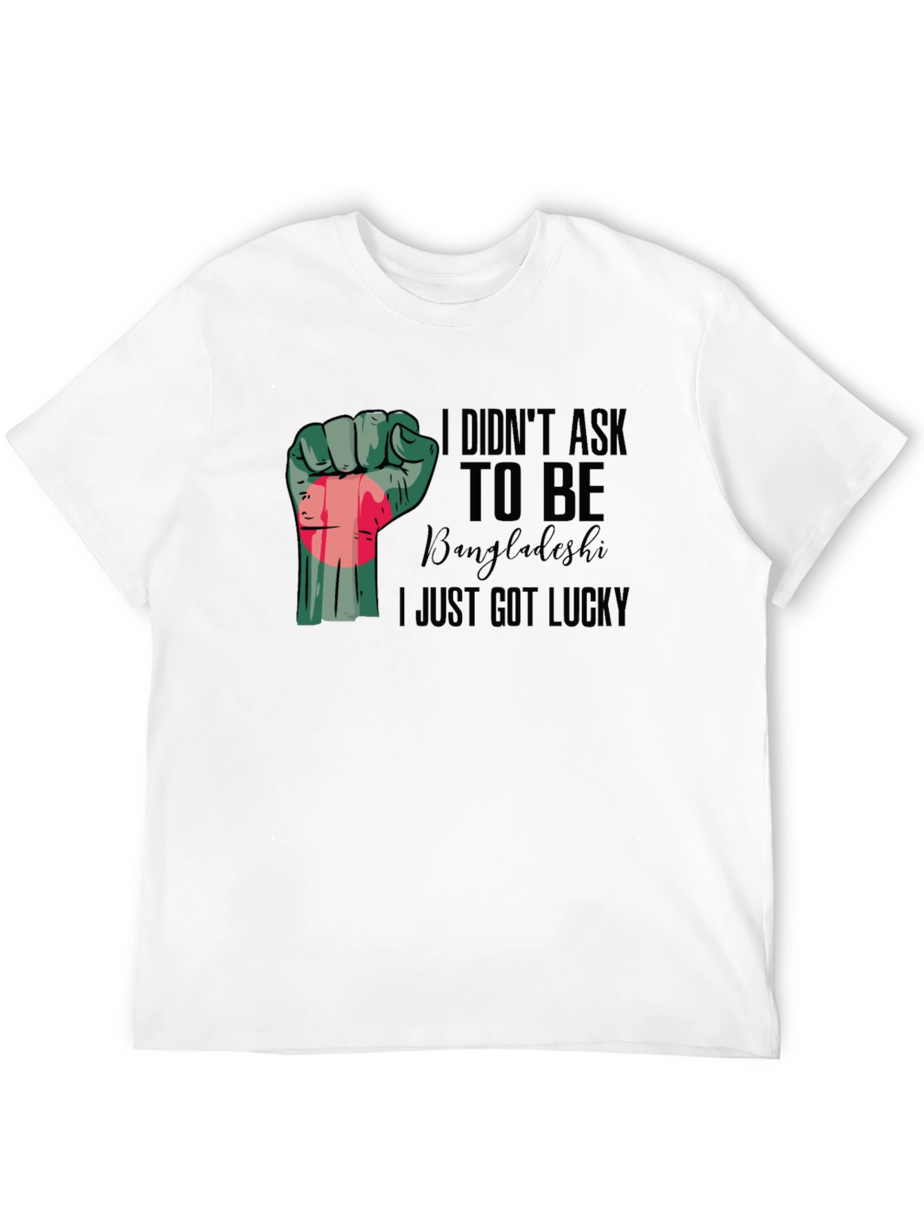 Black Lucky Bangladeshi Pride Fist T-Shirt view 12