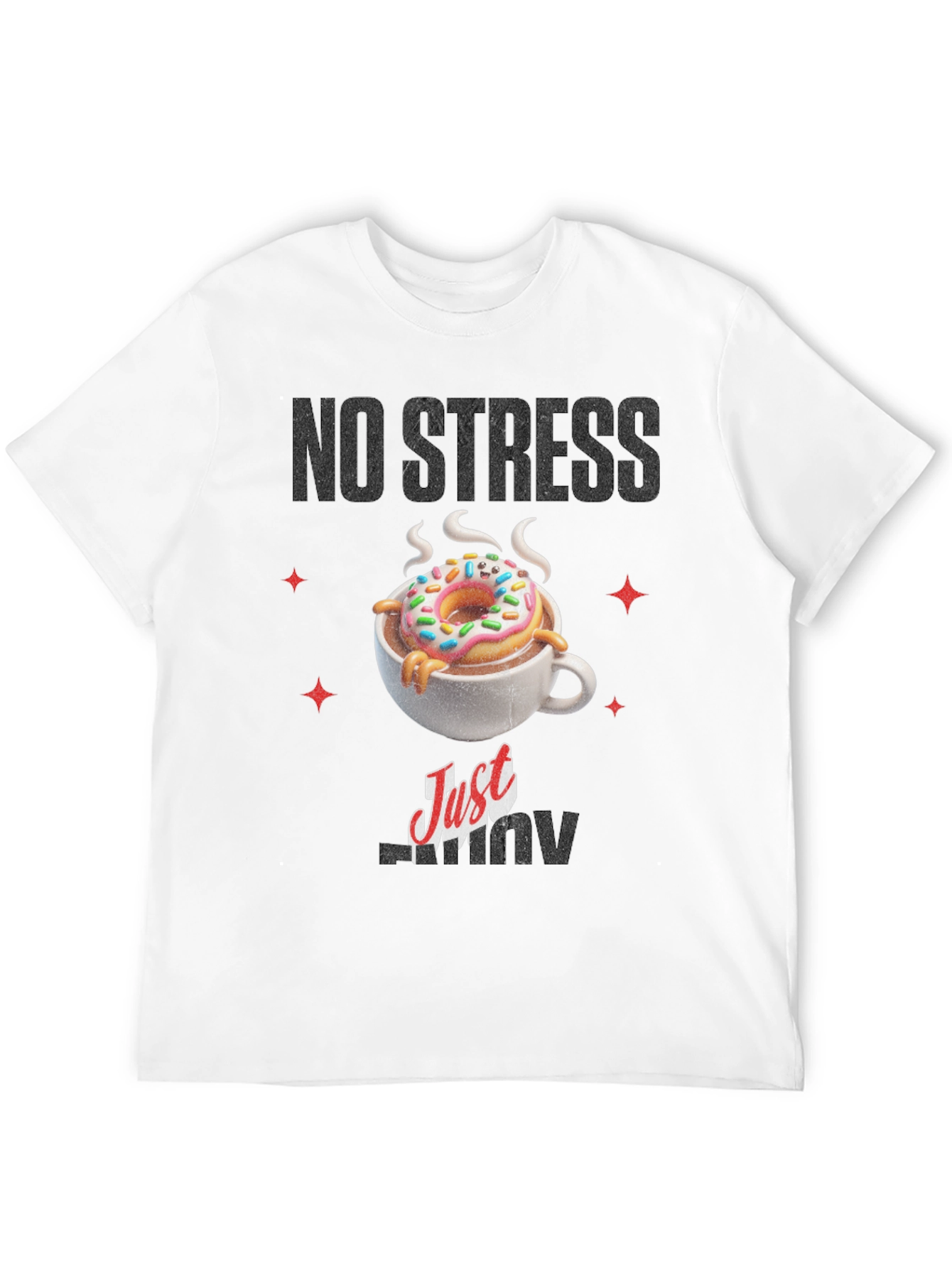 Black No Stress Just Donut T-Shirt view 12