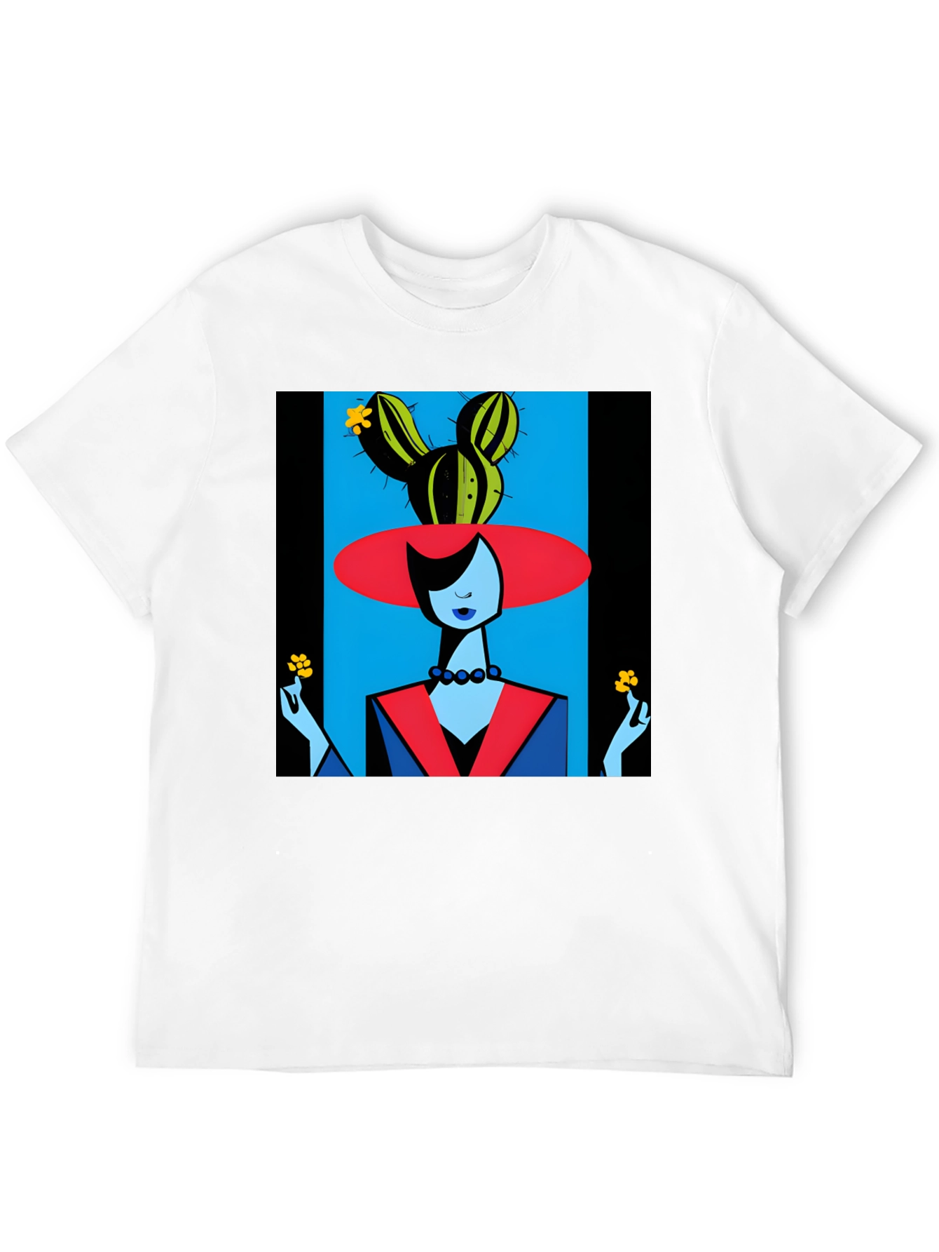 Black Abstract Cactus Woman Graphic Tee view 12