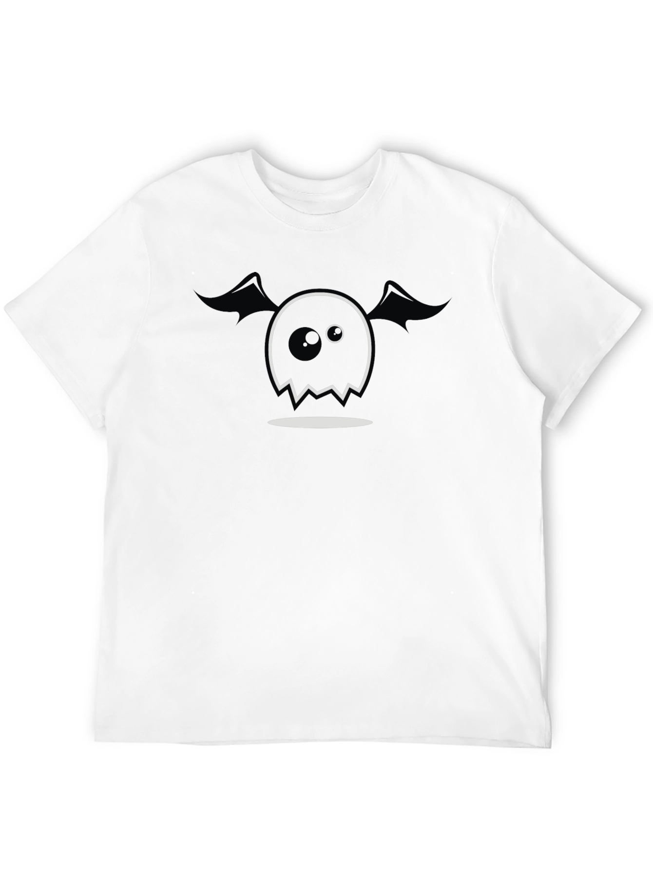 Black Spooky Cute Ghost Graphic Tee - Black Cotton Blend view 12