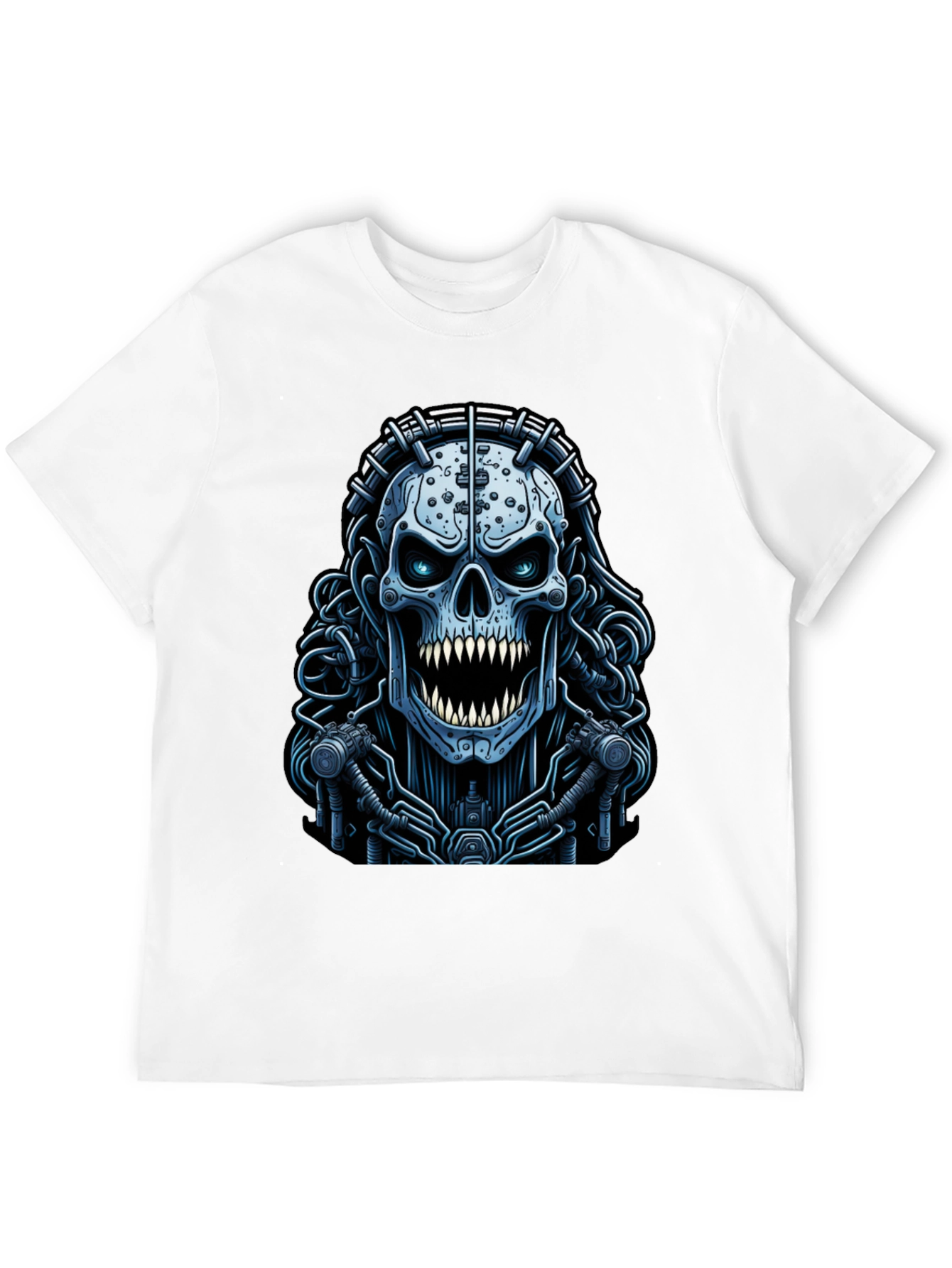 Black Cyberpunk Skull Graphic Tee - Unique Dark Apparel view 12