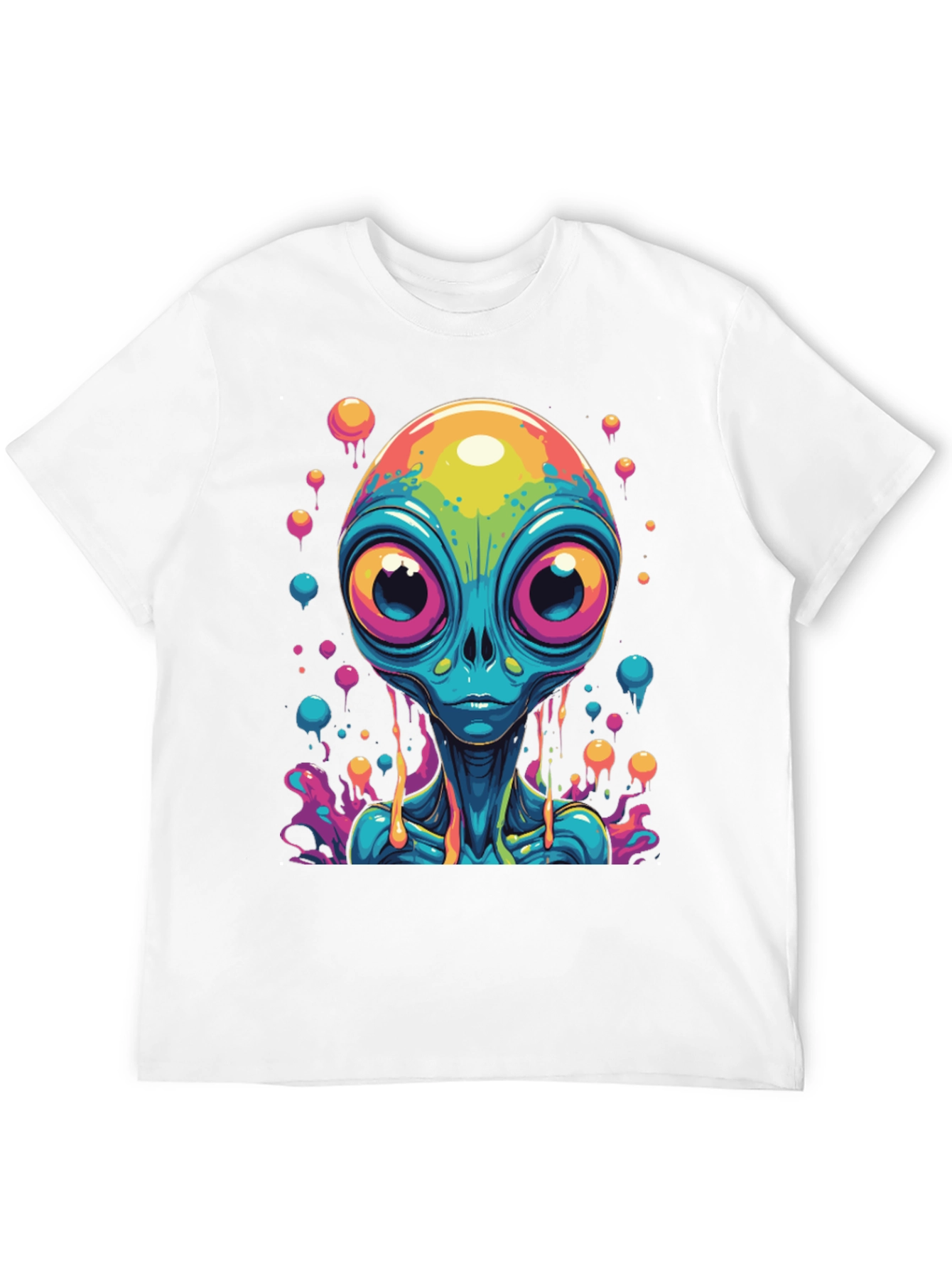 Black Psychedelic Alien Graphic Tee - Black Cotton T-Shirt view 12