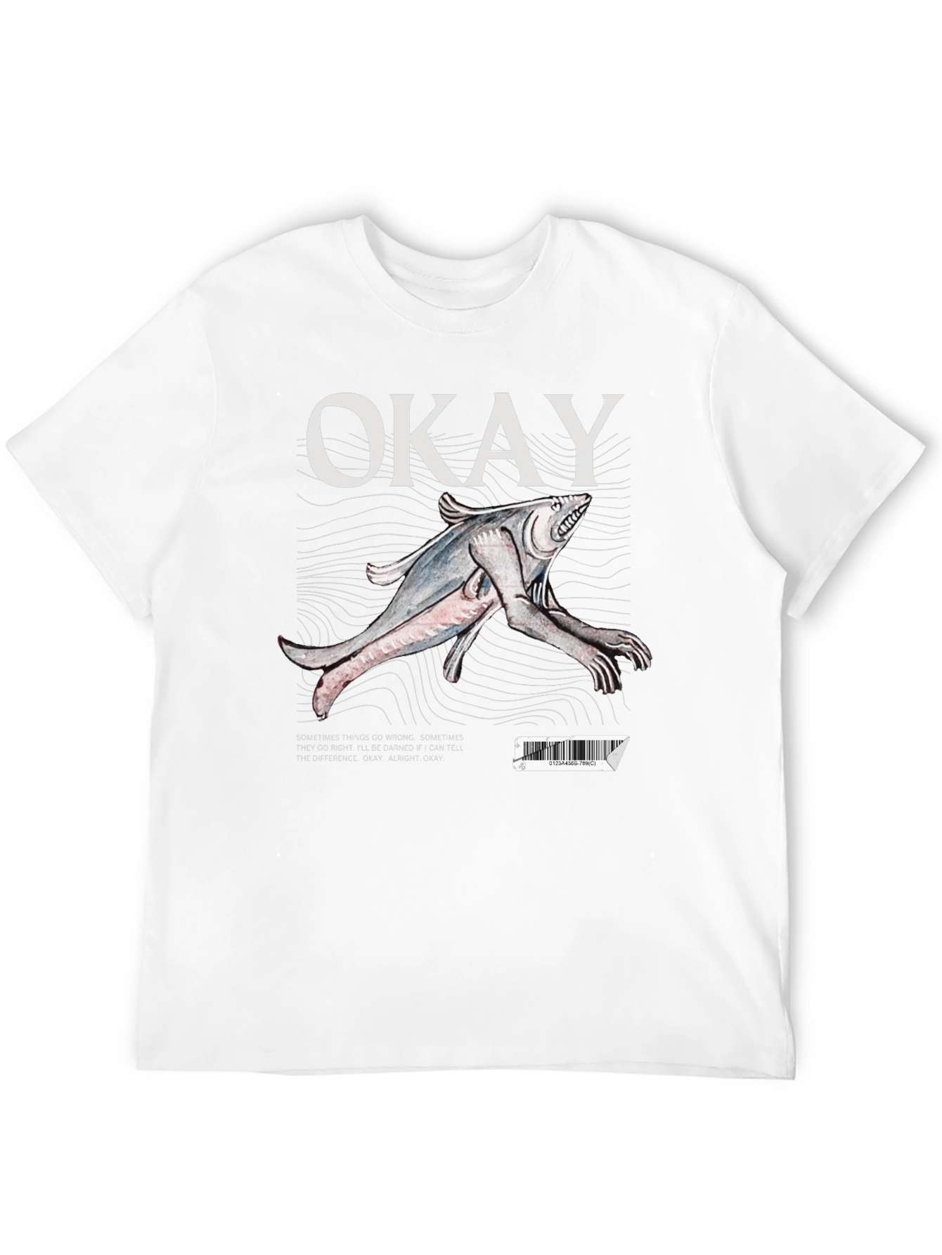 Black Okay Fish Creature Graphic T-Shirt view 12