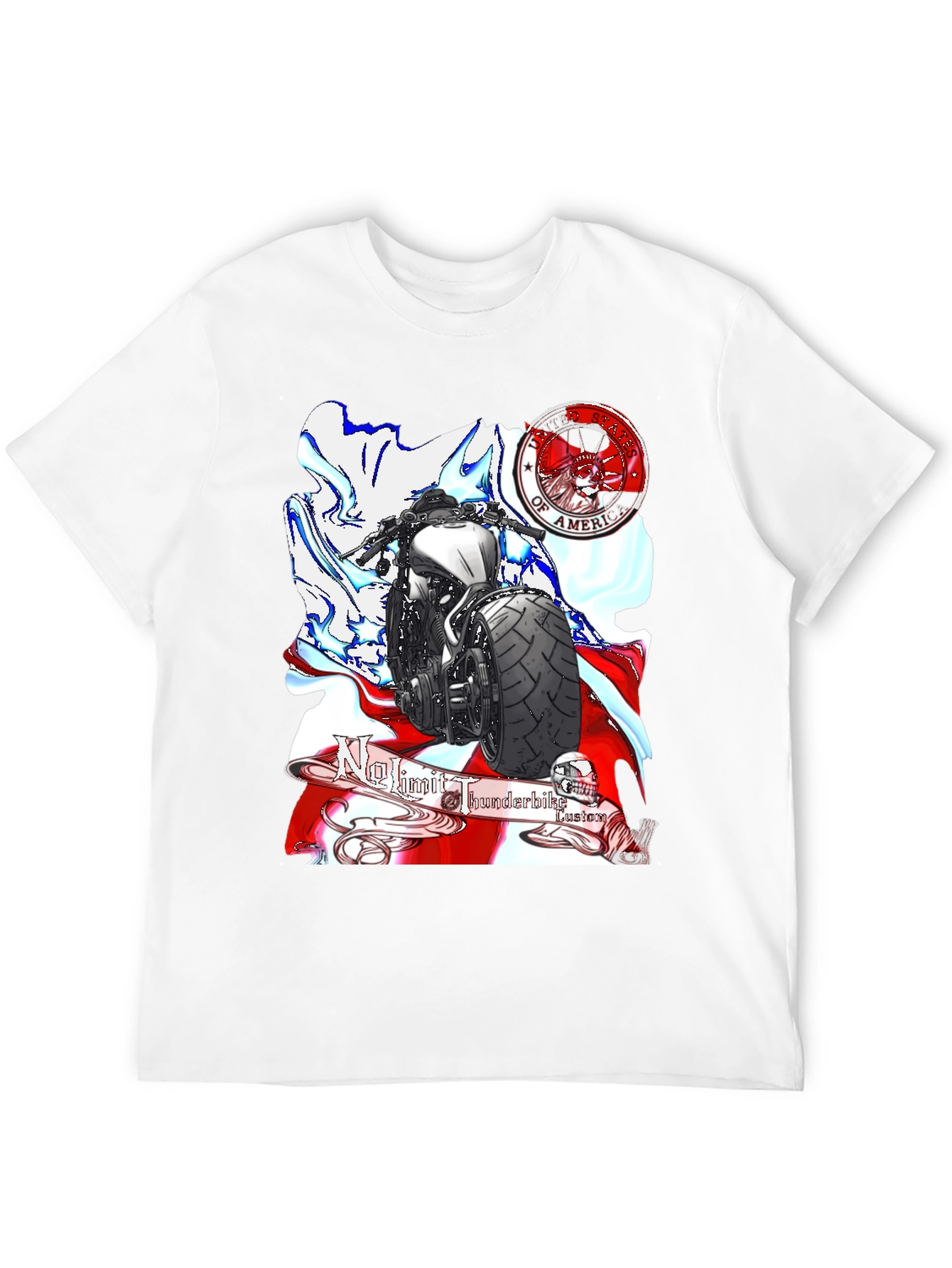 Black Motorcycle Graphic T-Shirt - Patriotic Design view 12