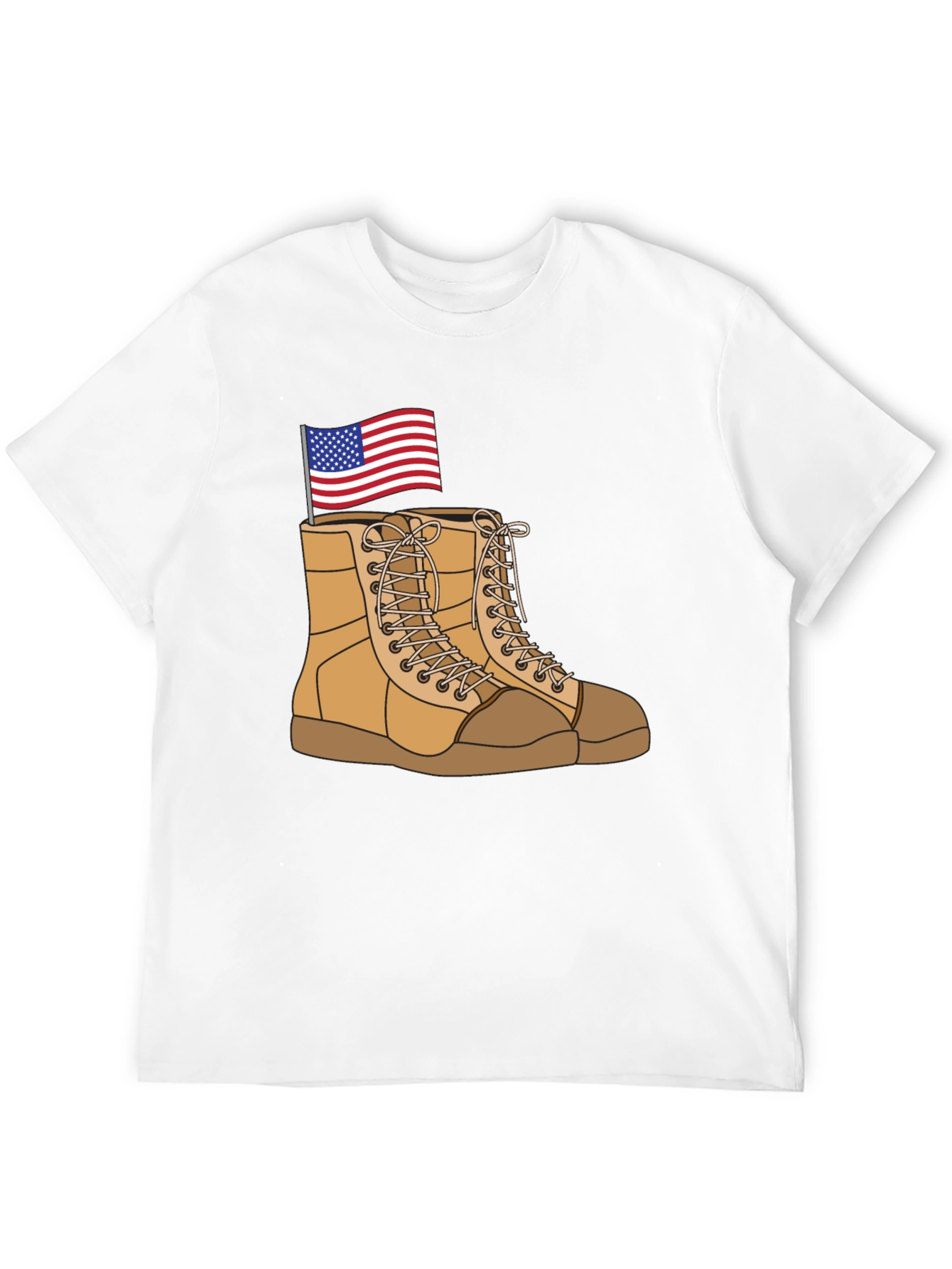 Black Graphic Tee with Boots and Flag Design view 12