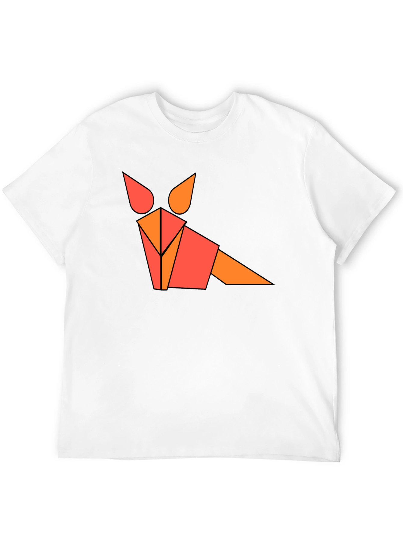 Black Geometric Fox Graphic Tee - Black, Modern Design view 12