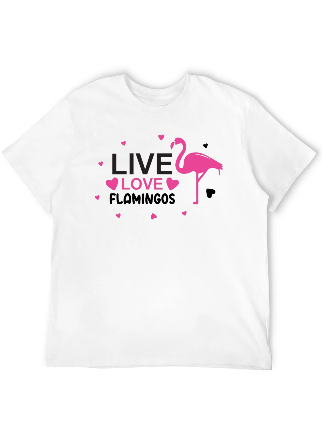 Black Live Love Flamingos Black T-Shirt view 12