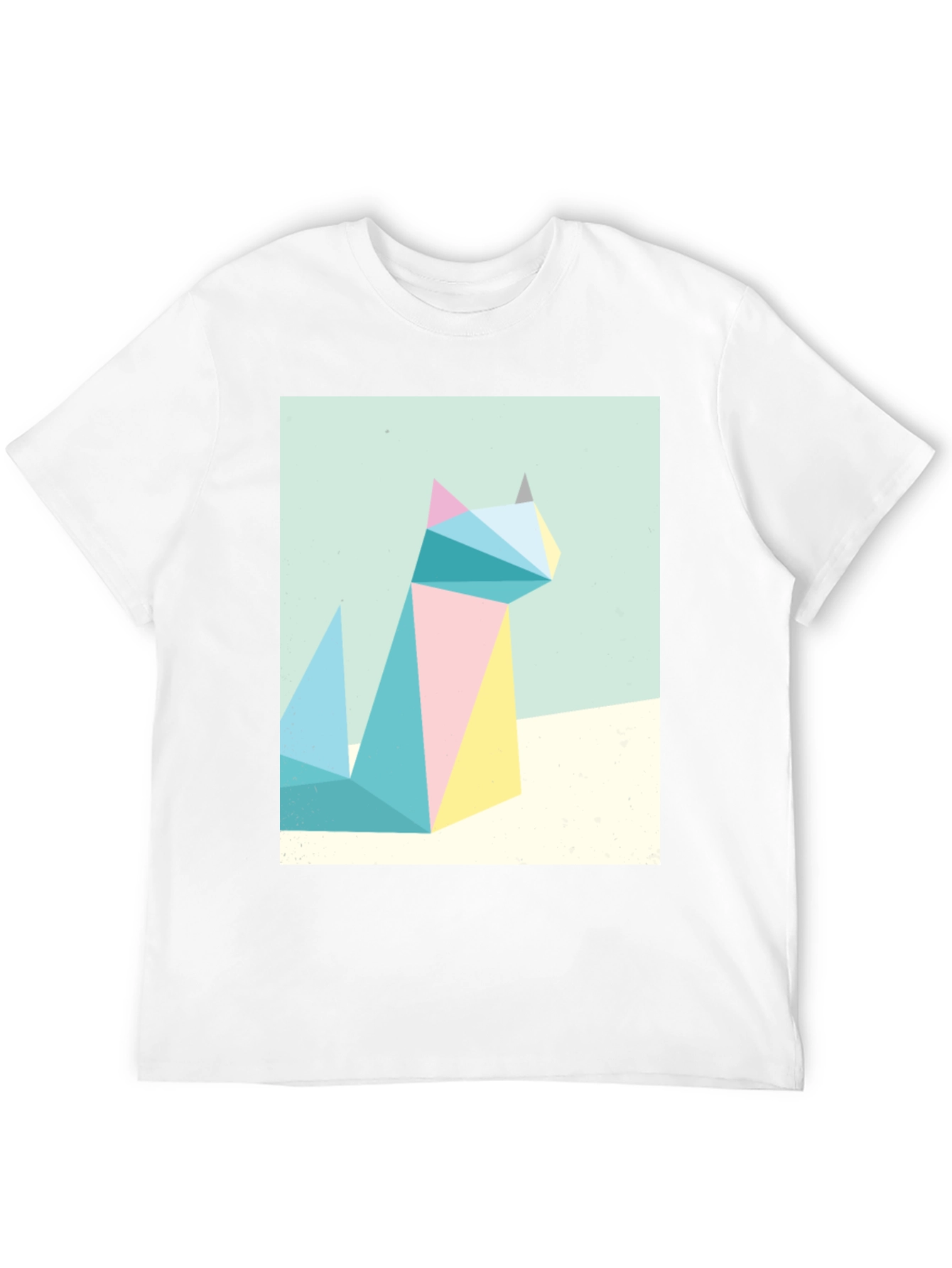 Black Geometric Cat Print Tee - Modern Art Shirt view 12