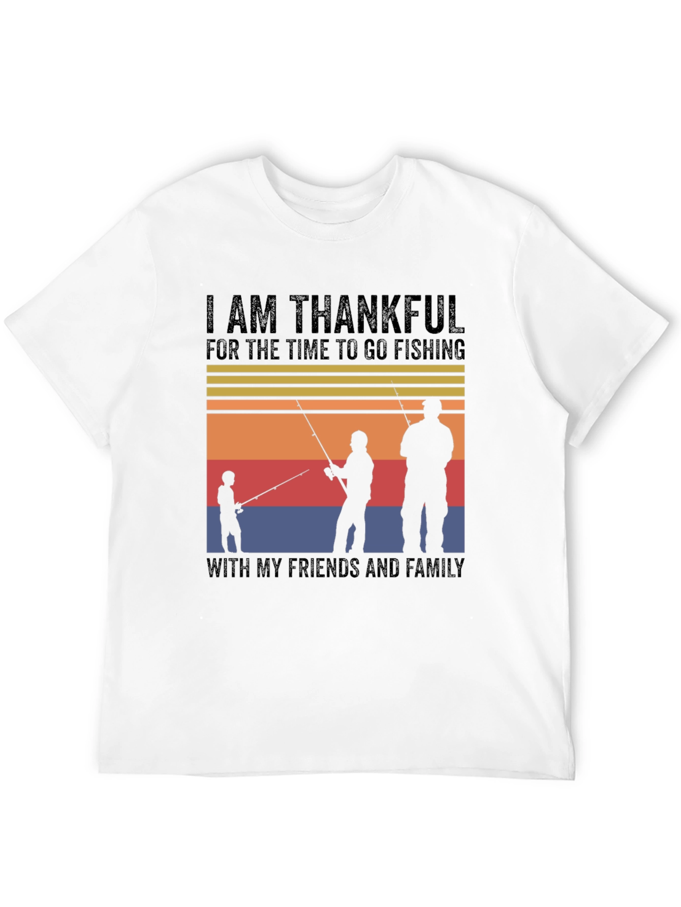 Black Thankful Fishing Friends Family T-Shirt view 12