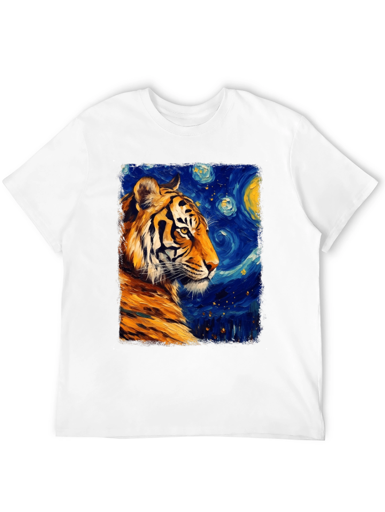 Black Tiger Starry Night T-Shirt - Artistic Graphic Tee view 12