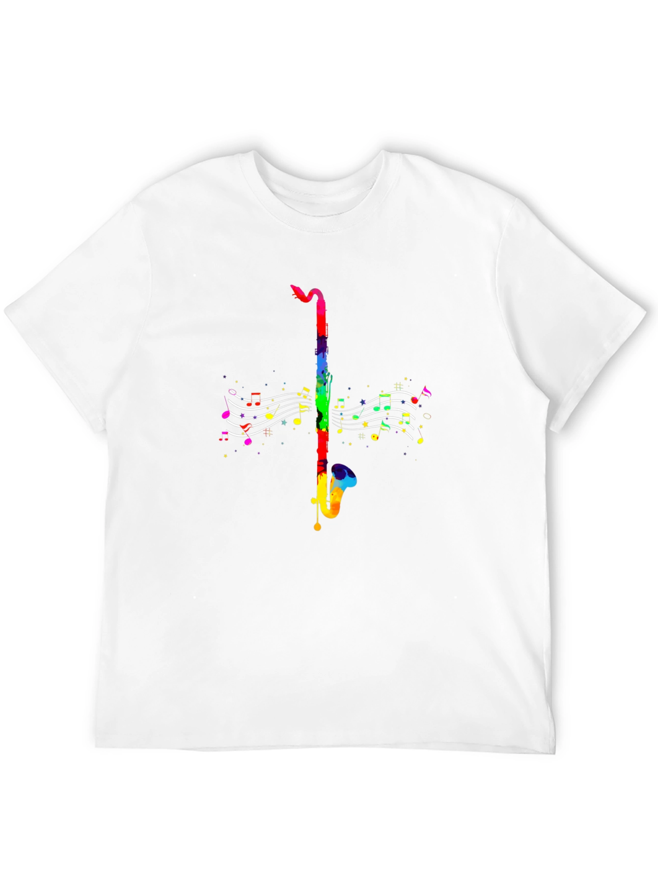 Black Rainbow Saxophone Music T-Shirt - Black Cotton Tee view 12